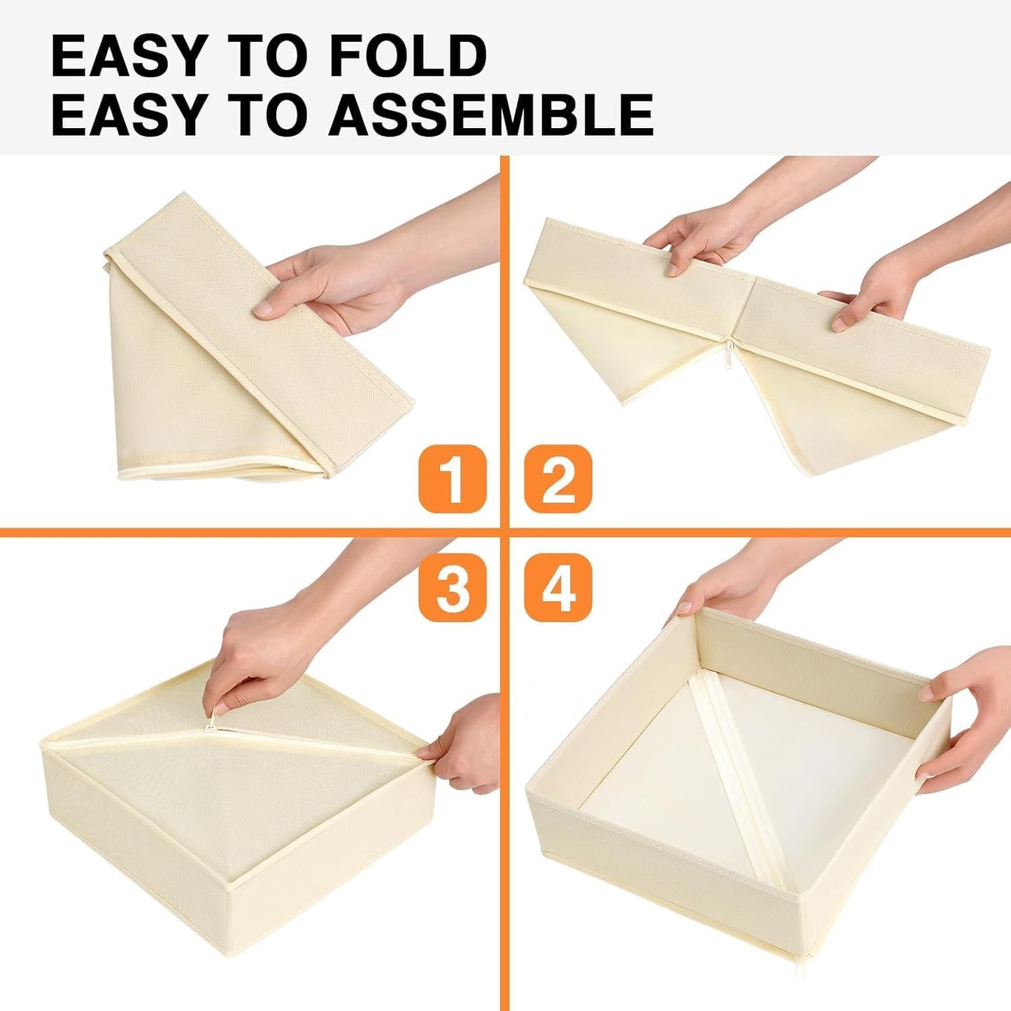 DIMJ Drawer Organizer Clothes 6 Pack - Foldable Baby Organizers and Storage & Dresser Organizer for Bedroom, Closet - Nursery Organization Dresser Dividers for underwear, Sock,Bra, Belt, Tie, Beige