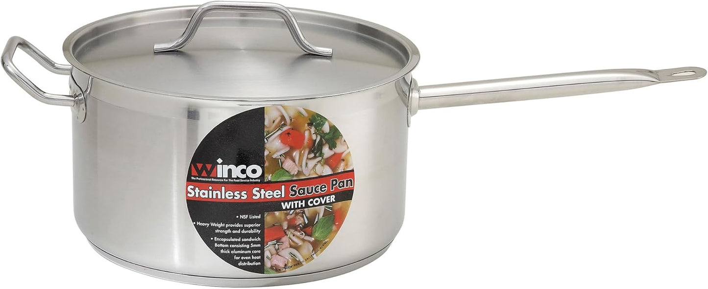 Winware Stainless Steel 10 Quart Sauce Pan with Cover