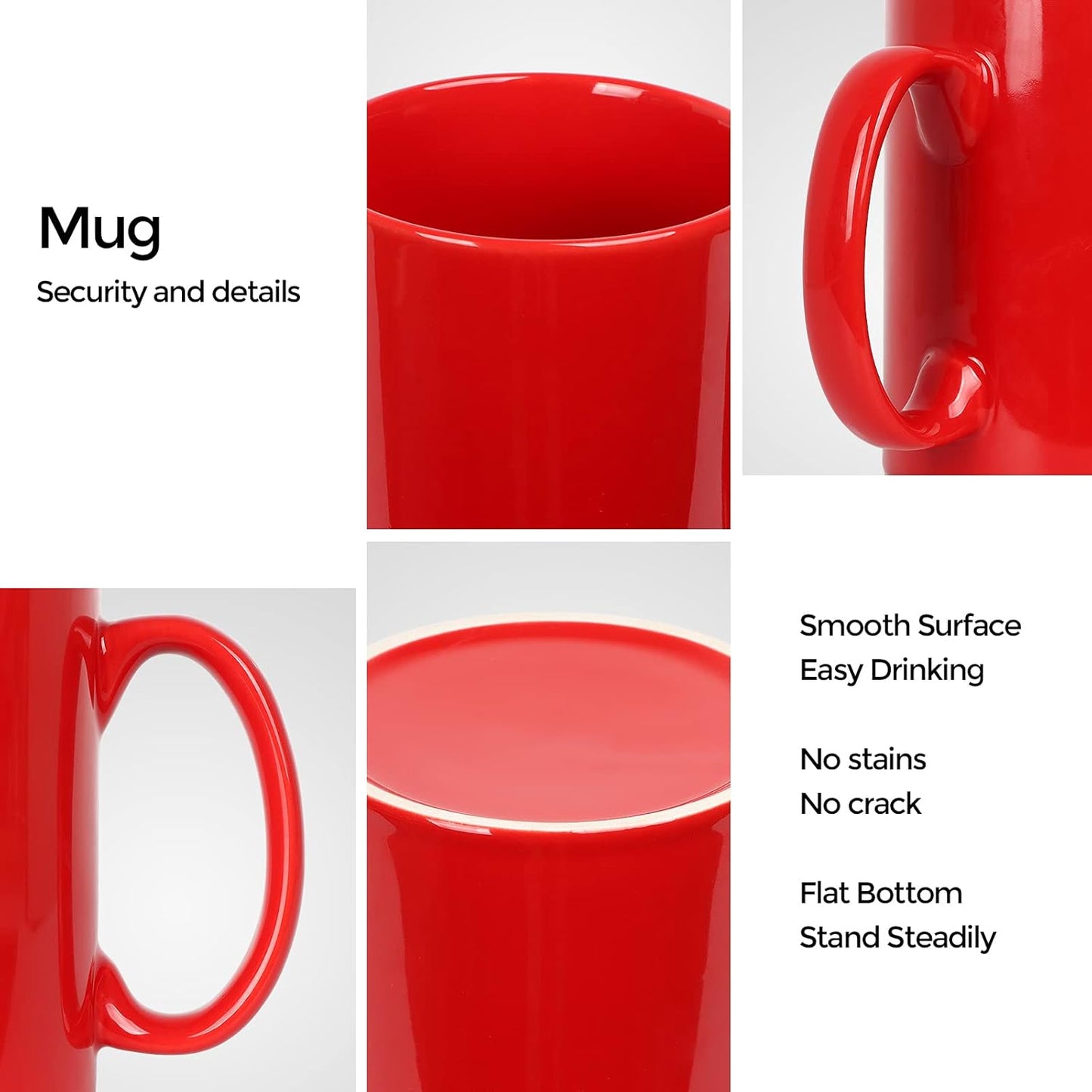 Large Coffee Mugs, 22 OZ(650ml) Extra Coffee Mug Set of 2, Smooth Ceramic Boss Cups, Big Capacity and Large Handle, for Dad Men, Red