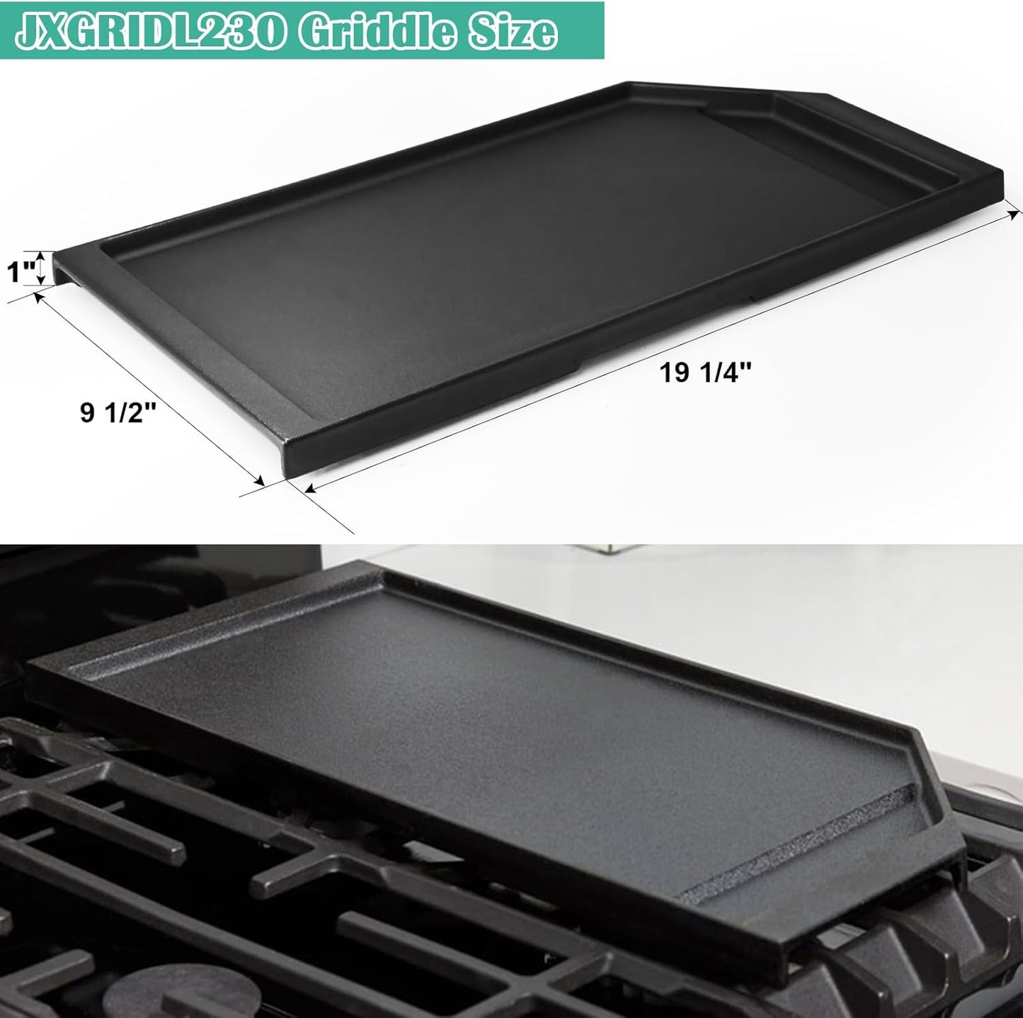 Cast Iron Griddle Replacement for GE Stove Top - Gas Griddle Plate for GE JGP5030SLSS, JGP5030DLBB, Cafe CGP9530SLSS, Profile PGP7030SLSS, PGP7030SL1SS, PGP9030SLSS 5 Burner Cooktop Pan