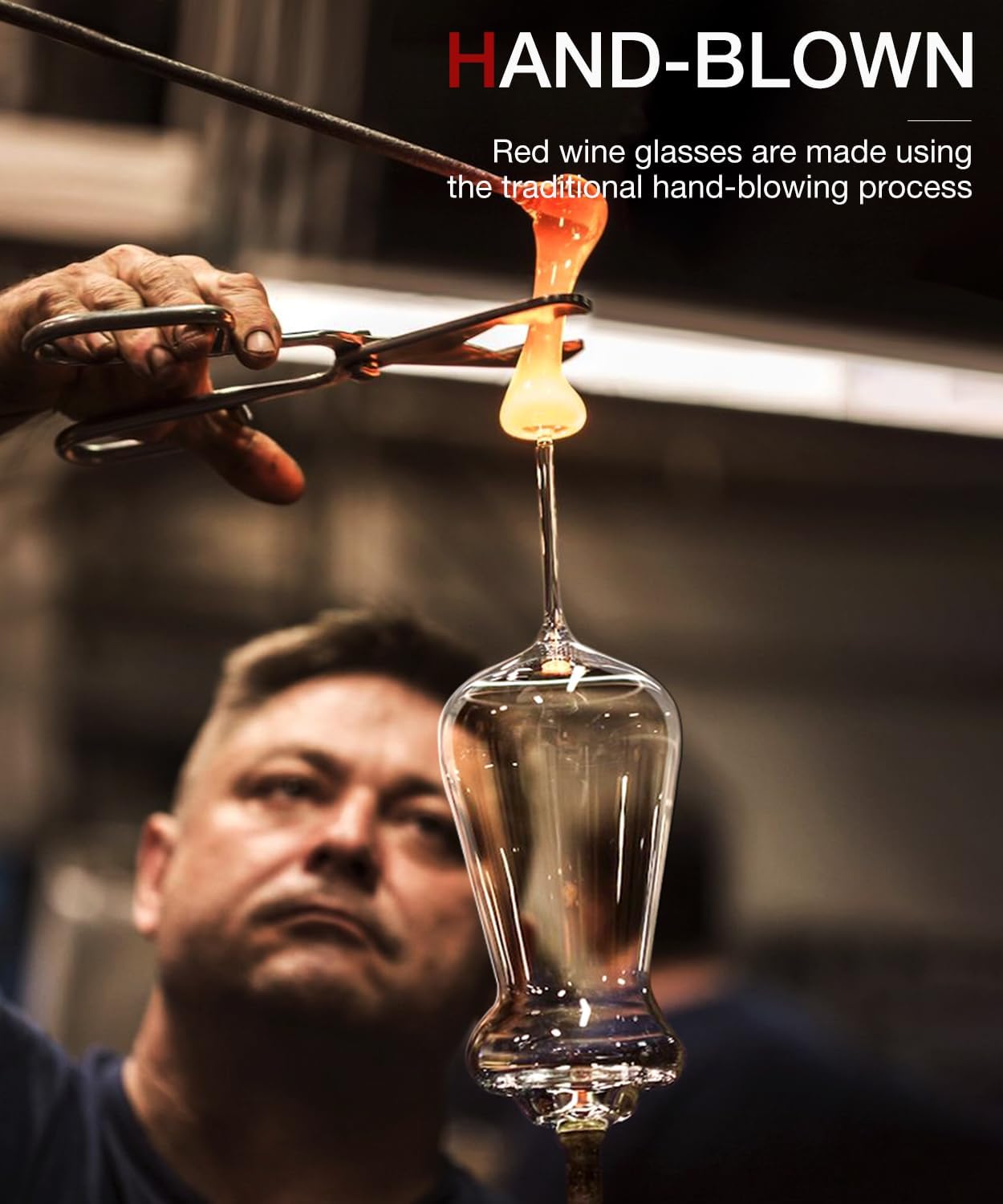 LUNA & MANTHA Wine Glasses Set of 4, 15 oz Hand Blown Crystal Red White Wine Glasses with Stem, Ideal Gift for Set, Toasting at Weddings or Birthdays