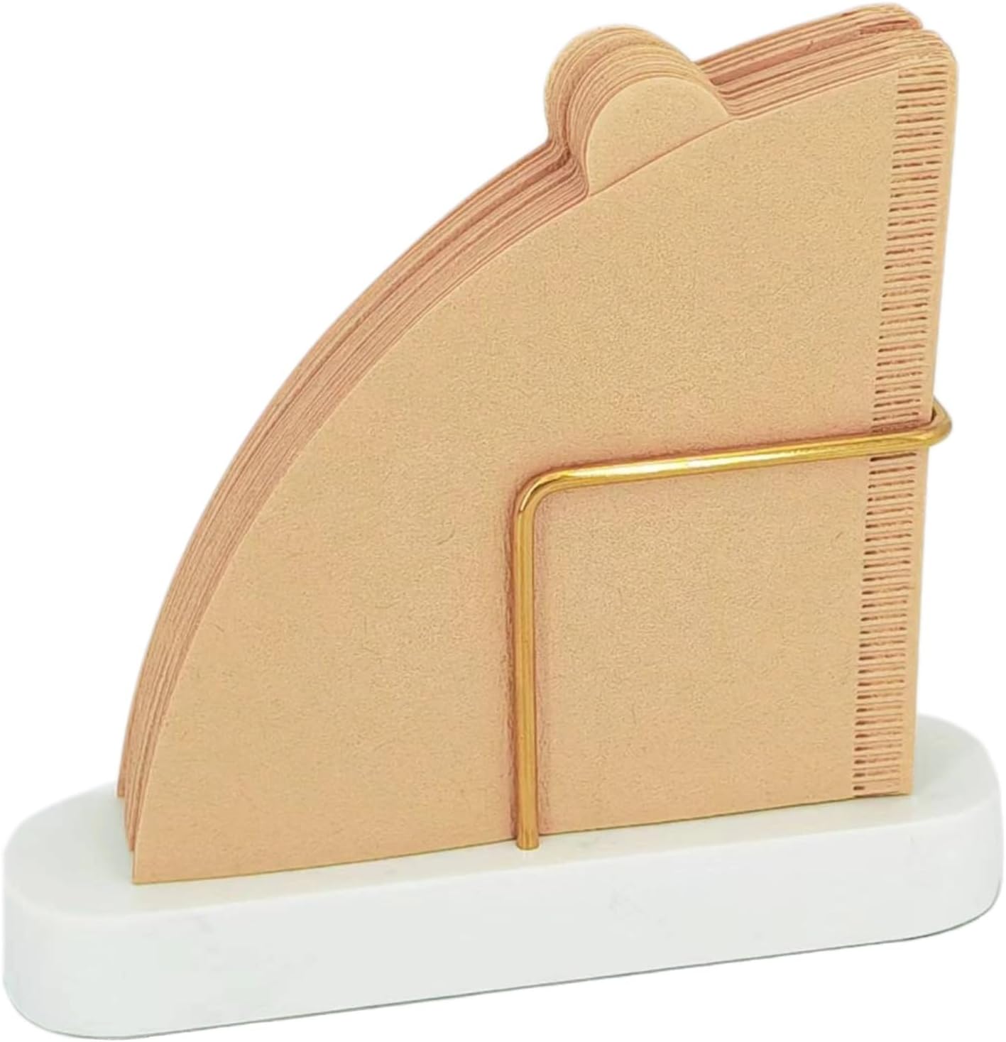 Cone Coffee Filter Holder for Counter, Coffee Filter Storage Container for Cone Paper Filters Size #01 ＆ #02, Marble Base with Non-Slip Pad (White)