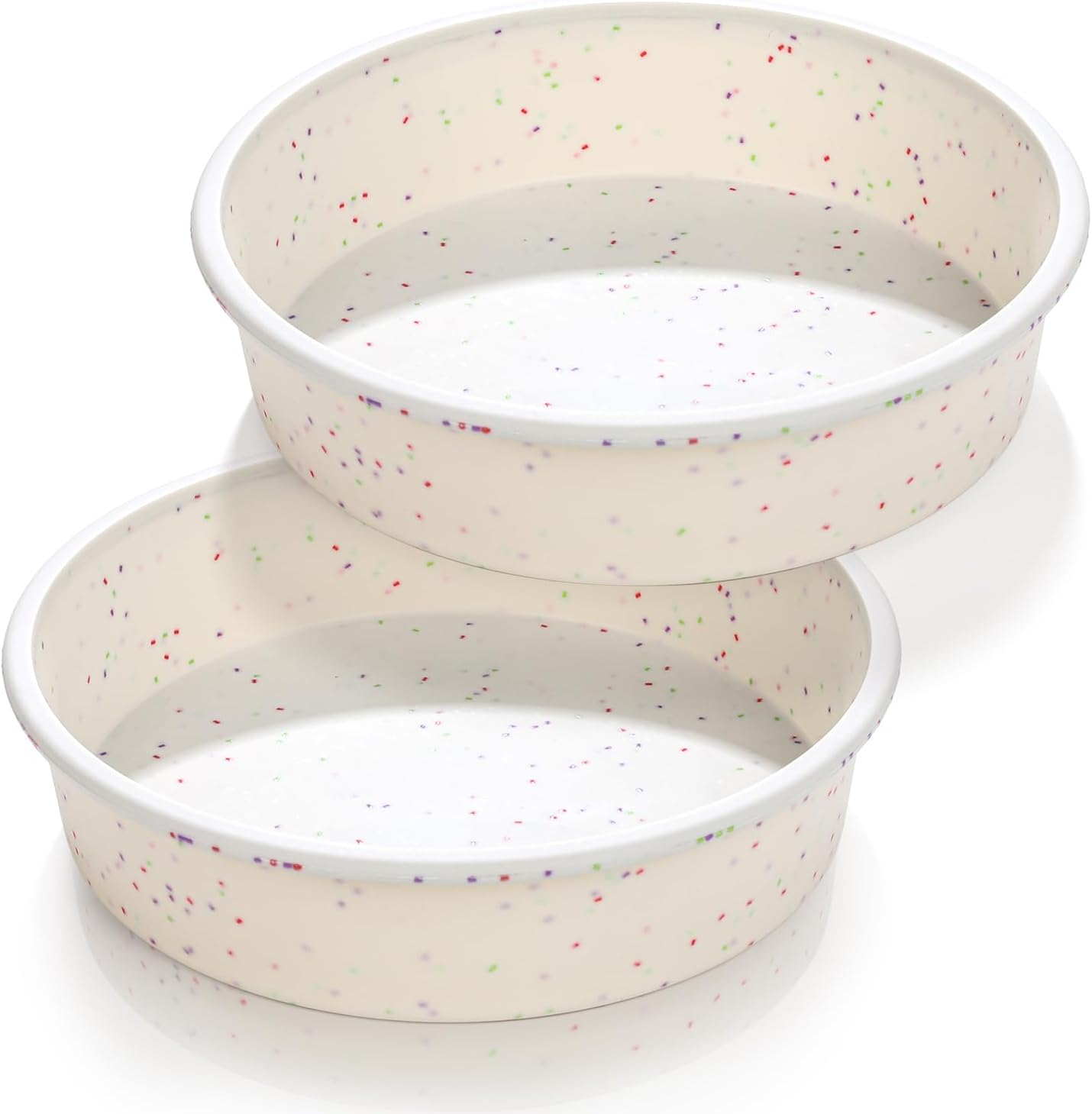 Vinino 8 Inch Silicone Round Cake Pan with Metal Reinforced Frame Set of 2, Nonstick Silicone Springform Pan for Baking Suitable for Making Layers, Cheese & Chocolate Cakes