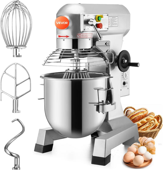 Happybuy 15Qt Commercial Food Mixer with Timing Function， Commercial Mixer 600W Stainless Steel Bowl Heavy Duty Electric Food Mixer Commercial with 3 Speeds Adjustable, Perfect for Bakery Pizzeria
