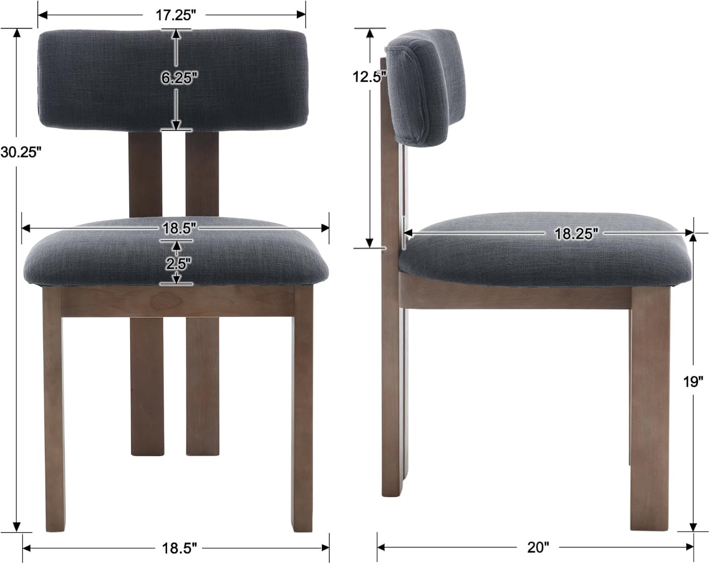 chairus Dining Chairs Set of 6 Linen Fabric Diner Chairs Farmhouse Wood Chairs for Kitchen and Dining Room, Black