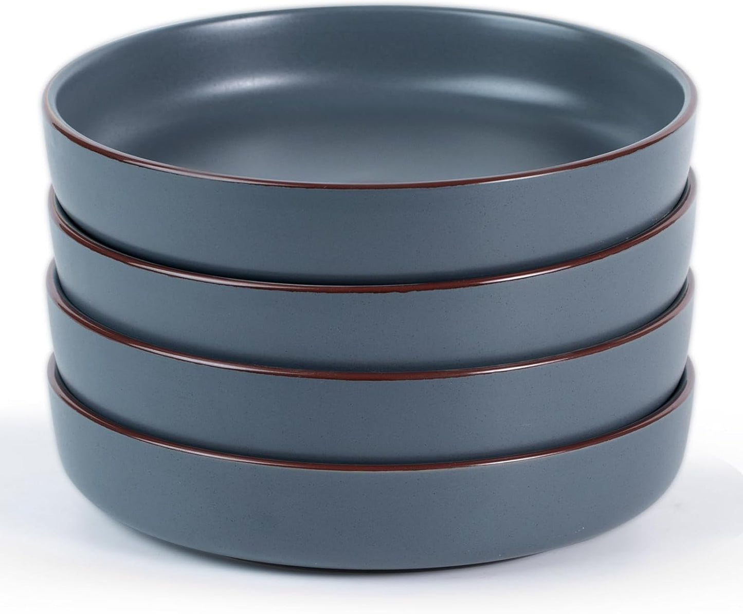 famiware Mercury Pasta Bowls Set of 4, 33 oz Large Salad Bowls, Ceramic Pasta Plates Bowls, Serving Bowls for Kitchen, Microwave & Dishwasher Safe, Charcoal