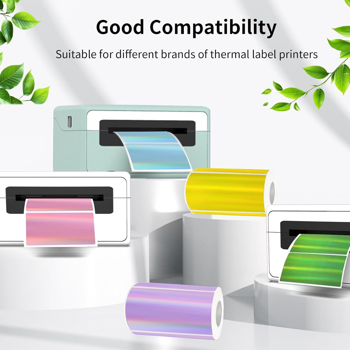 2x4 Inch Holographic Thermal Labels, Purple Direct Thermal Stickers Label, Self-Adhesive Glitter Thermals Printer Sticker Labels, Perforation Line Design- 200Pcs/1 Roll