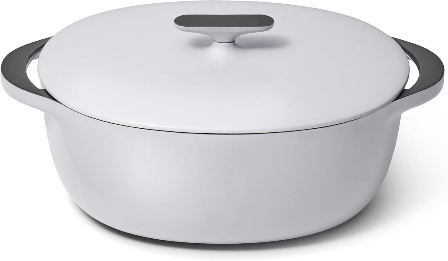 Caraway Enameled Cast Iron Dutch Oven - 8qt Dutch Oven With Lid - 3 Layer Enamel Coating - No Seasoning Required - Compatible With All Stovetops - Oven Safe - No Forever Chemicals - Gray