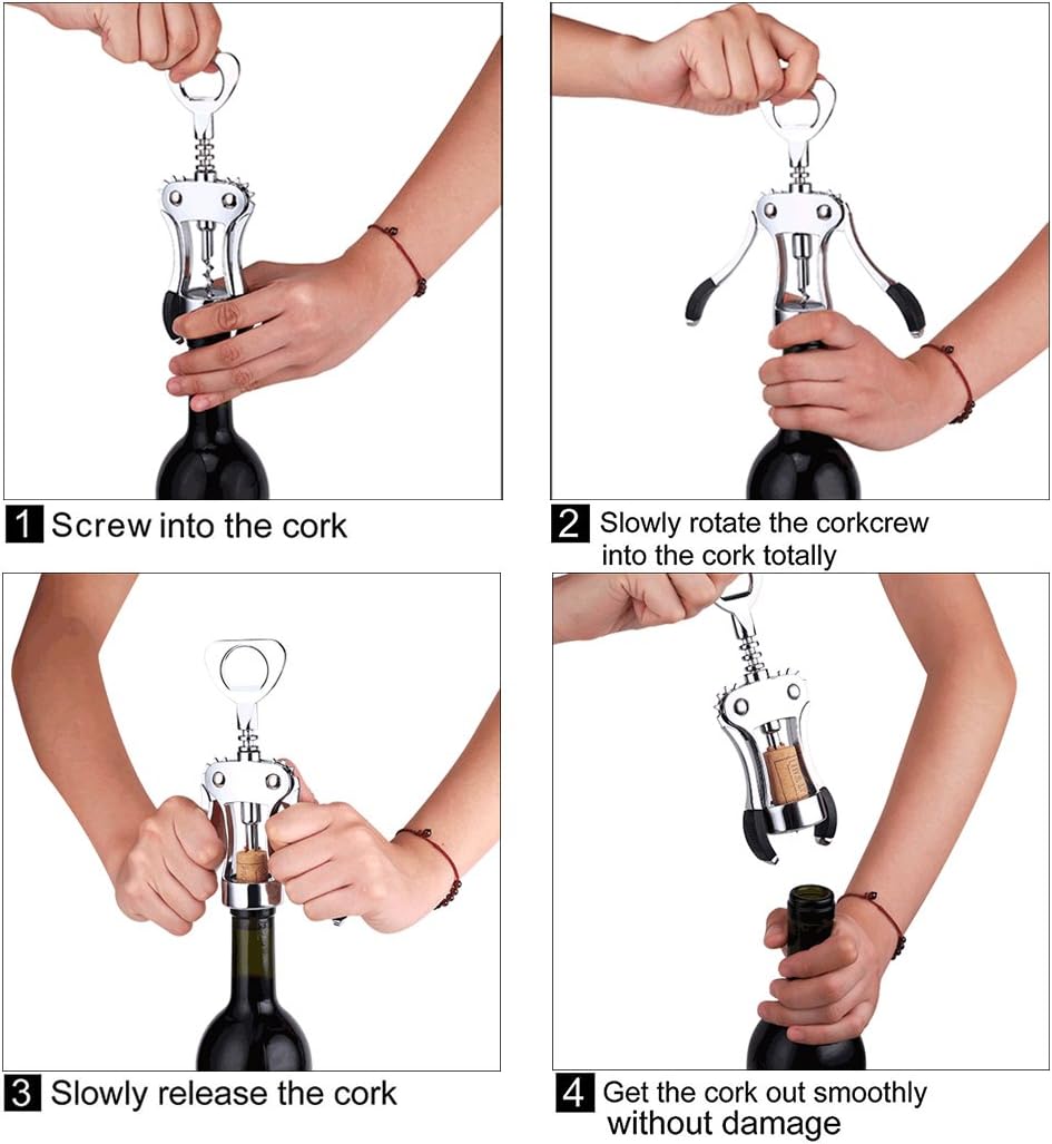 Foho Best Wing Corkscrew Wine Bottle Opener Luxury Waiter Corkscrew with Stopper Set for Wine Enthusiast Waiters - Sleeve Anchors