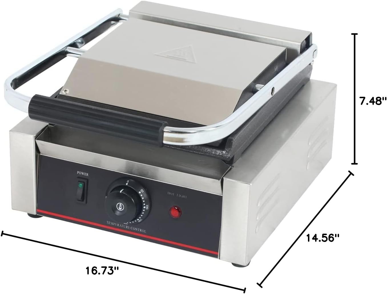 Commercial Panini Press With Grooved Grill Sandwich Maker Machine Electric Contact Grill Single (Single Grooved Top&Bottom)