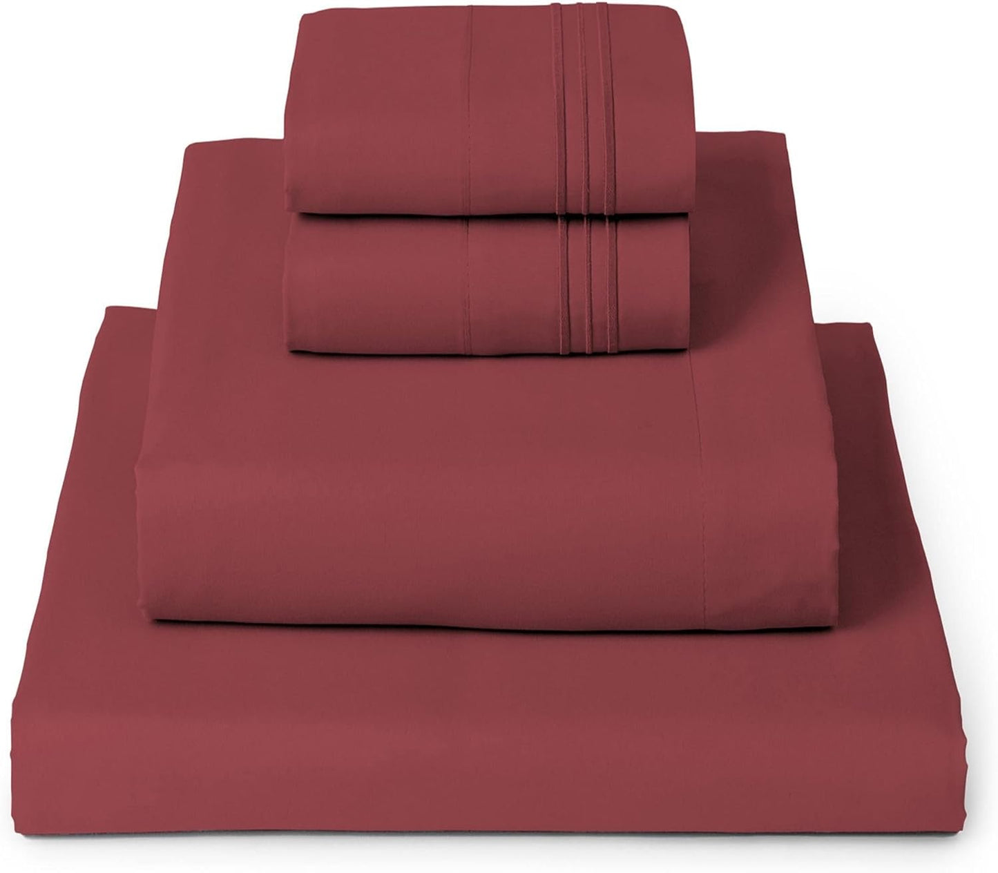 Mellanni California King Sheets Set - 4 PC Iconic Collection Bedding - Hotel Luxury, Extra Soft, Cooling Bed Sheets - Wrinkle, Fade, Stain Resistant (Cal King, Brick Red)