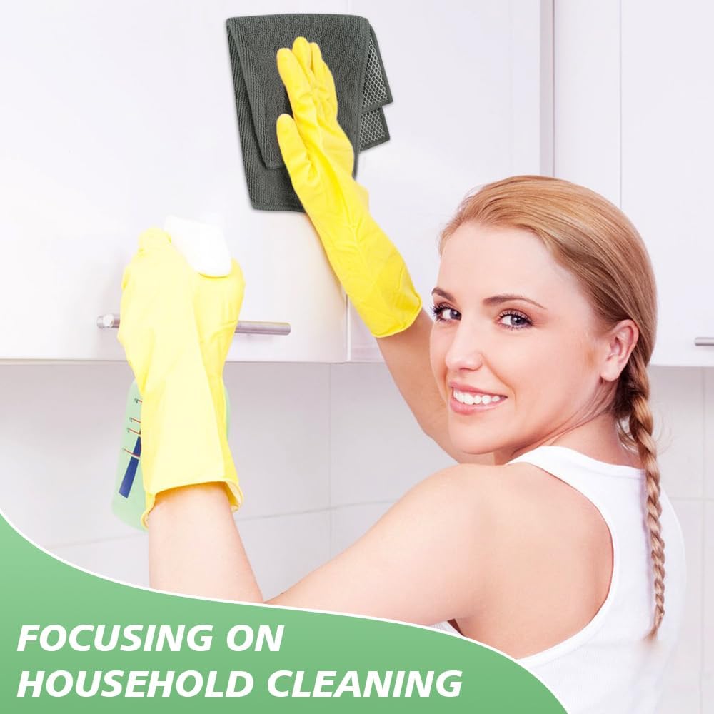 SINLAND Microfiber Dish Cloths Wash Clothes for Kitchen Best Kitchen Cloths Cleaning Cloth Poly Scour Side 12"x12" (5Pack, Dark Grey)