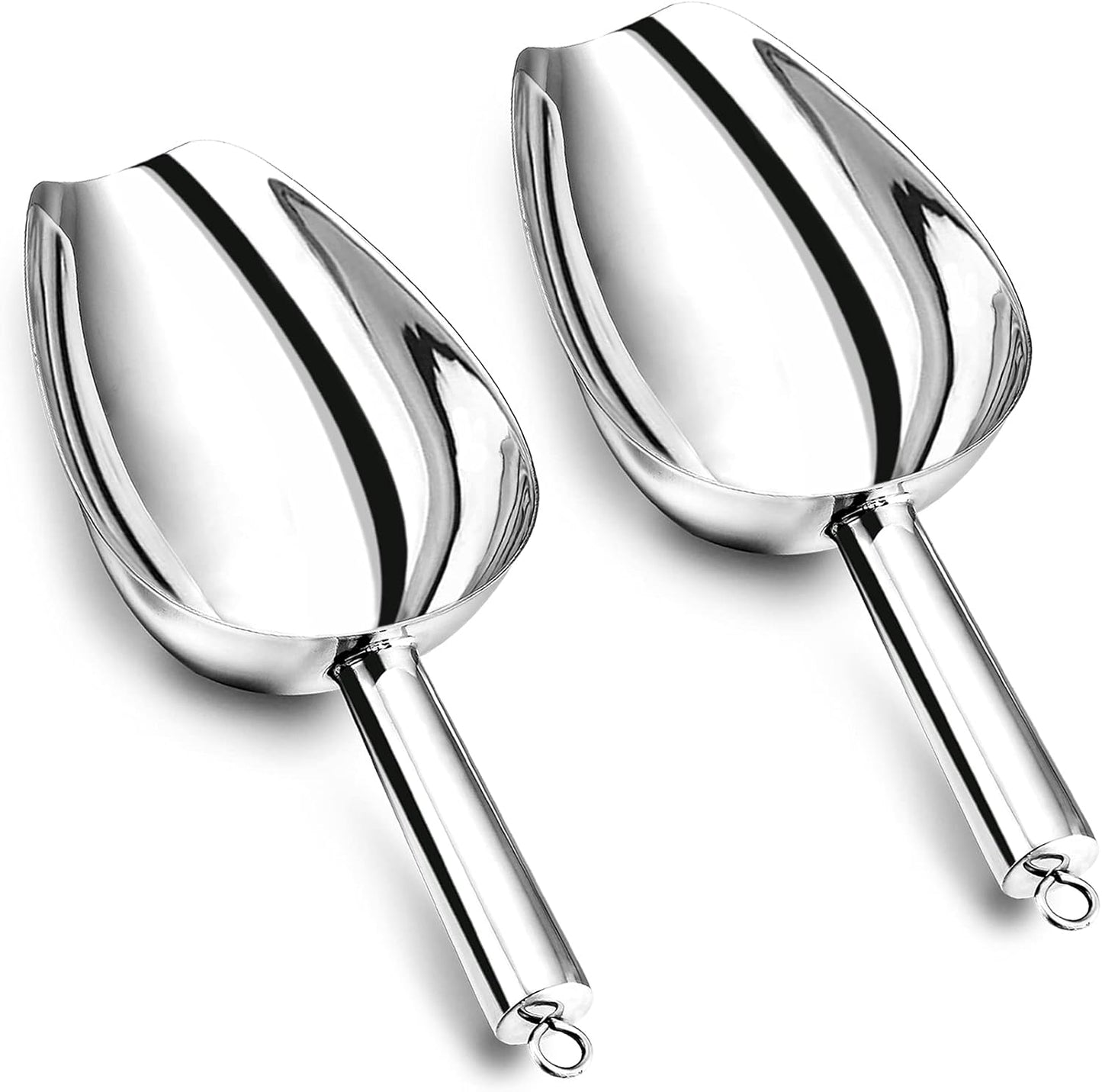 P&P CHEF Food Ice Scoop, Stainless Steel Scoop, Metal Candy Popcorn Flour Utility Scooper for Wedding Party Bar Kitchen Bath, Heavy Duty & Dishwasher Safe, (24oz, 2Pcs)