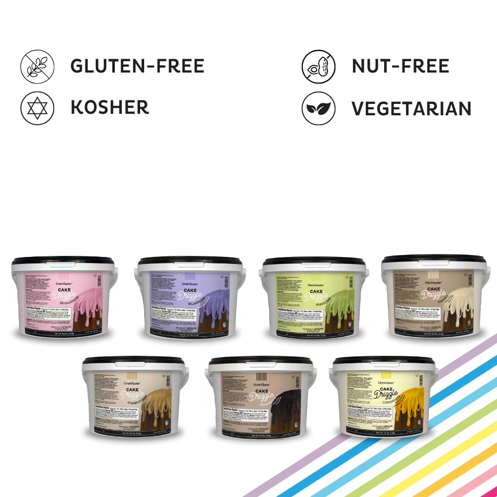 Cappuccino-Flavored Cake Drizzle by Chefmaster, Edible Cake Drip Frosting for Decorating, Drip for Cakes, Cupcakes, Cookies, Donuts, 6.6 lbs