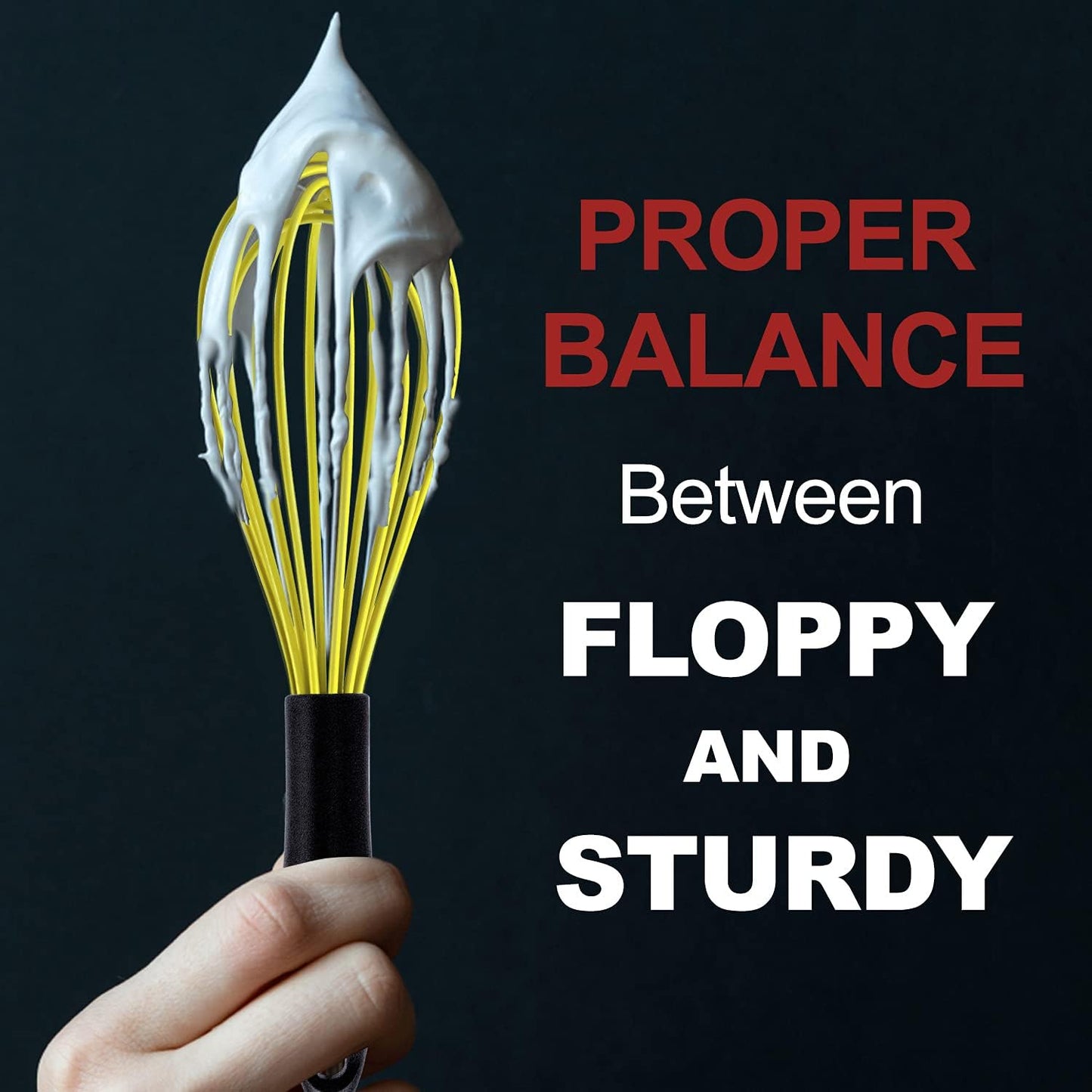 Anaeat Silicone Whisk, Thick Stainless Steel Wire Inner Heat Resistant - Kitchen Whisks for Non-Stick Cookware, Balloon Egg Beater for Whisking, Blending, Beating, Frothing & Stirring (Yellow)