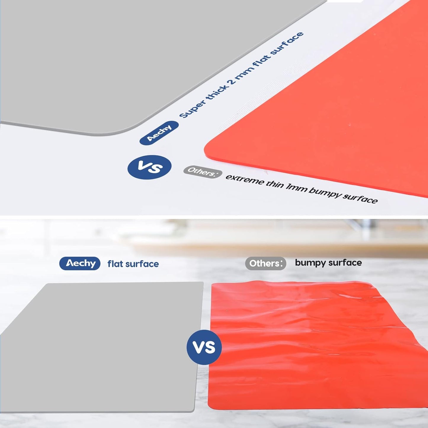 AECHY Extra Large Silicone Mat 35.3"x23.5"x0.08", Multipurpose Silicone Mat Thick Heat Resistant Mat Shipped Rolled Up Kitchen Counter Mat Waterproof Silicone Mats for Kitchen Counter Light Gray