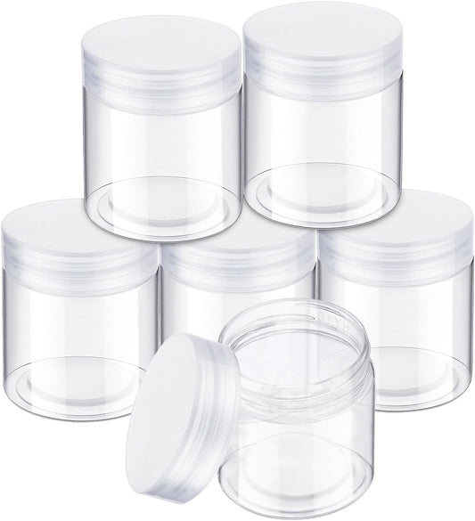SATINIOR 6 Pack 10 oz Plastic Jars Containers with Lids Wide-mouth Refillable Leakproof Reusable Round Empty Jars for Travel Cosmetic Dry Food Spice Candy Cookie Home Kitchen Organizing (Clear)