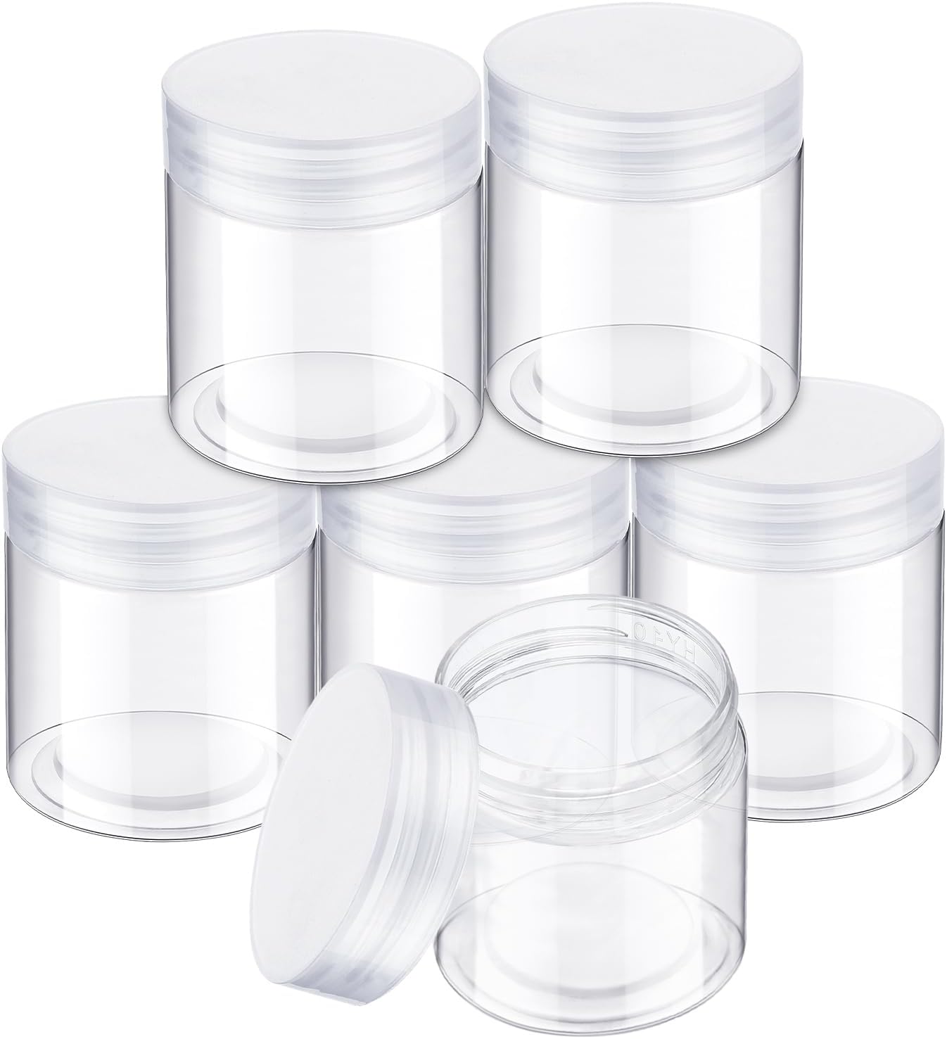 SATINIOR 6 Pack 8 oz Plastic Jars Containers with Lids Wide-mouth Refillable Leakproof Reusable Round Empty Jars for Travel Cosmetic Dry Food Spice Candy Cookie Home Kitchen Organizing (Clear)