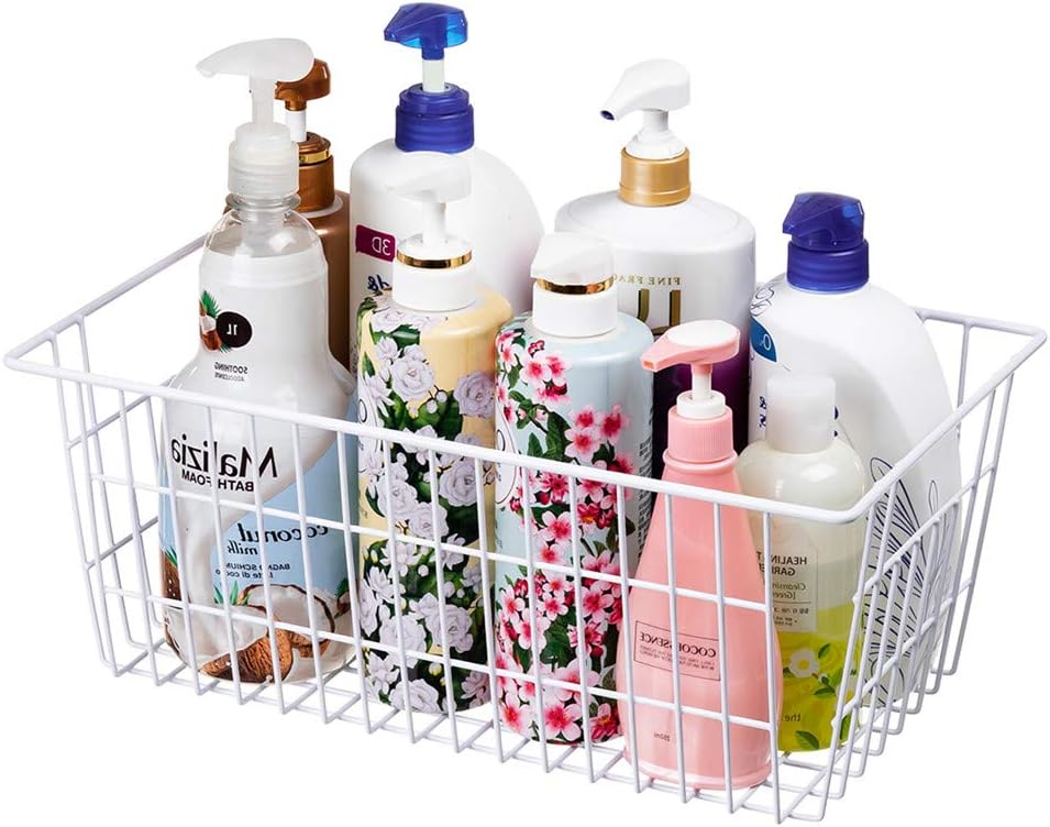 SANNO 15.7" Freezer Wire Baskets Refrigerator 4 Freezer Baskets Wire Metal Storage Basket, Modern Farmhouse Storage Organizer for Pantry, Shelf, Kitchen, Cabinet, Bathroom 15.7"x7.9"x5.9"