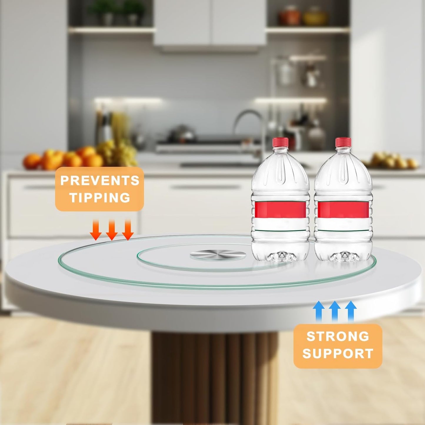 27'' Glass Lazy Susan Turntable Dining Table, 360 ° Round Dinner Plate Rotating Tray Transparent Dinner Plate, Silent and Smooth Rotation of The Dinner Plate (27inch/70cm)