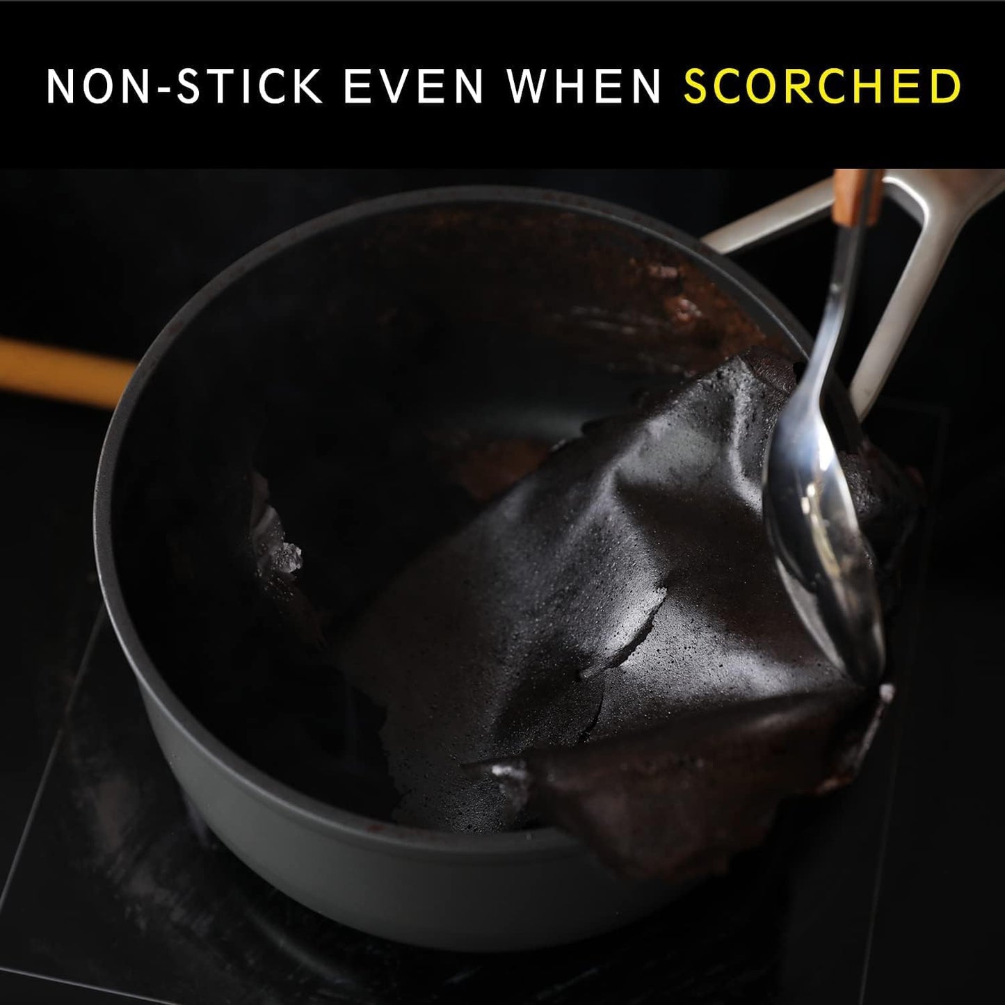 MSMK 2 Quart Saucepan with Lid, Burnt also Nonstick, PFOA Free Non-Toxic, Oven Safe to 700 ℉，Scratch-resistant, Induction Cooking Pot, for Induction, Ceramic and Gas Cooktops