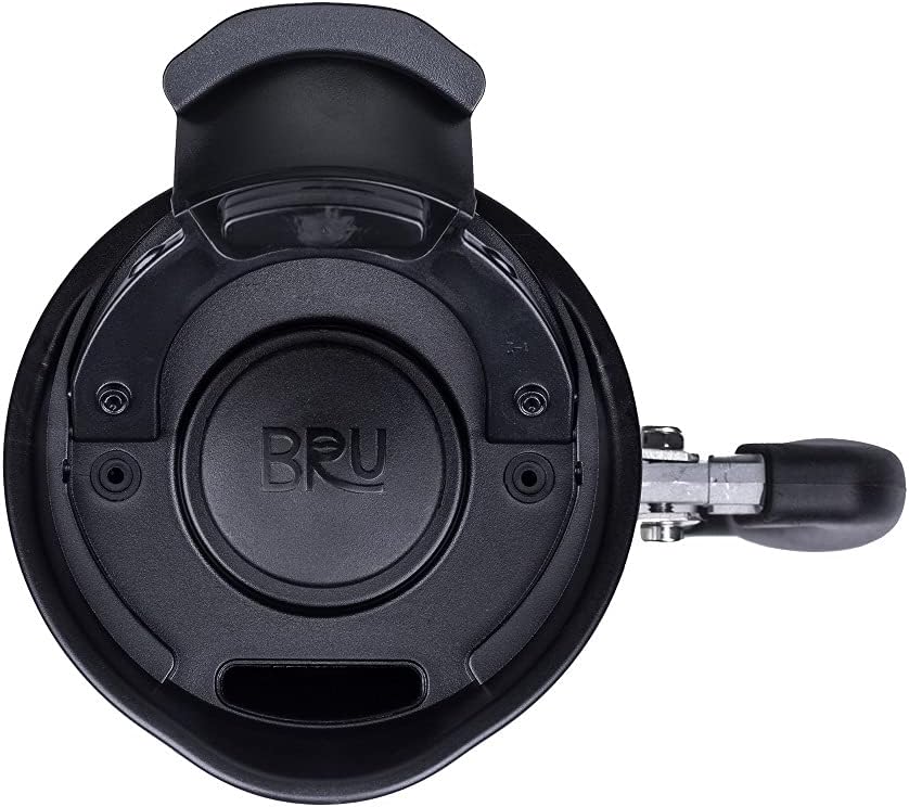 BaseCamp Coffee Press - Double Wall Insulated Stainless Steel - Bru-Stop Technology, No Grounds in Coffee, No Spill Lid (Obsidian, 48 fl.oz)