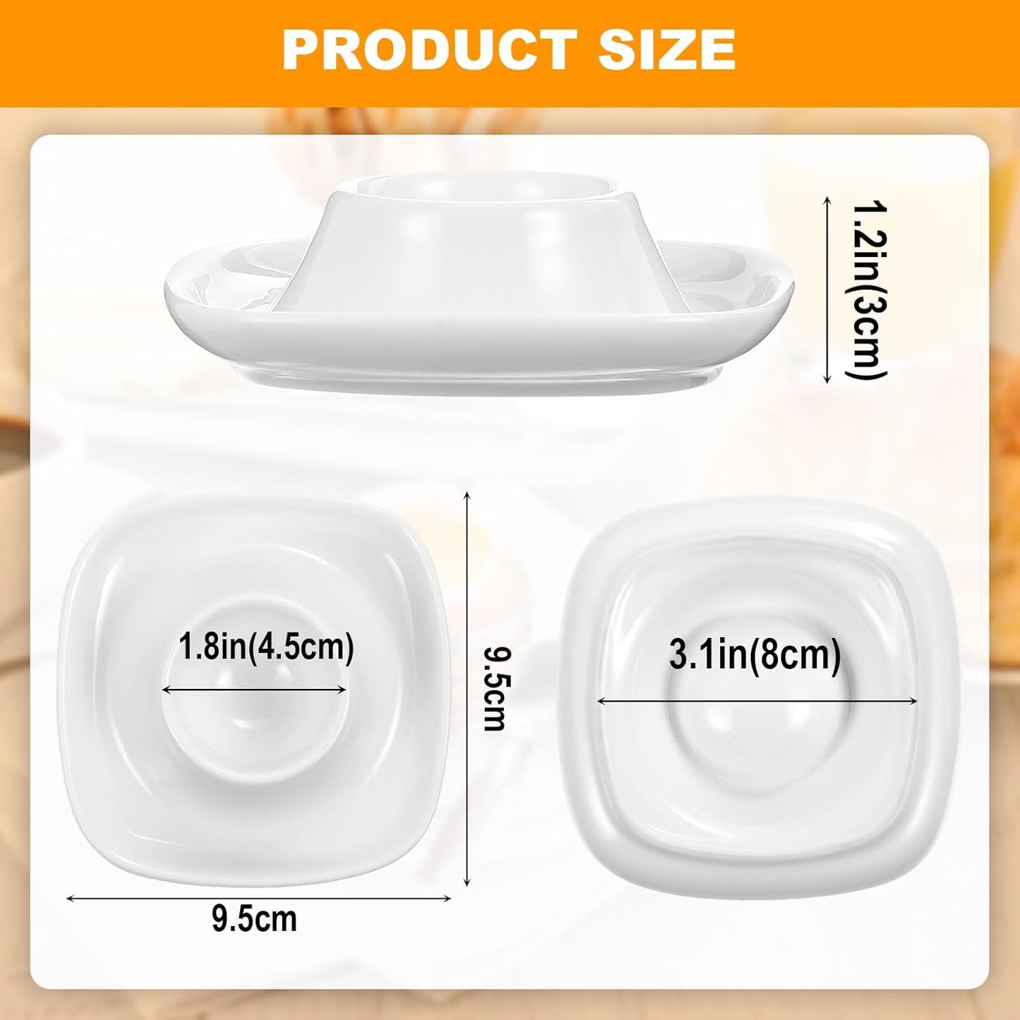 Honeydak 6 Pcs White Ceramic Egg Cups Hard Soft Boiled Egg Holders Stackable Porcelain Dish with Base for Breakfast Brunch Kitchen Serving Table Decor