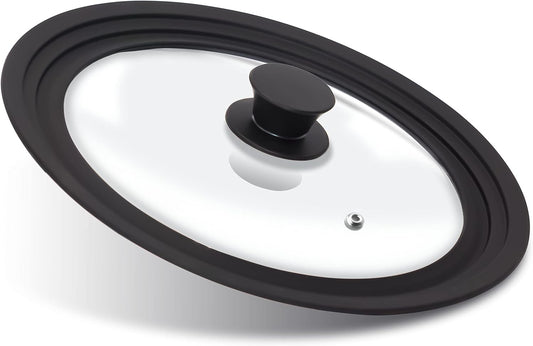 Anaeat Silicone Universal Lid for Pots, Pans and Skillets - Tempered Glass Covered with Heat Resistant Silicone Rim Fits 6", 7" and 8" Diameter Cookware -Easy to Use Replacement Frying Pan Cover