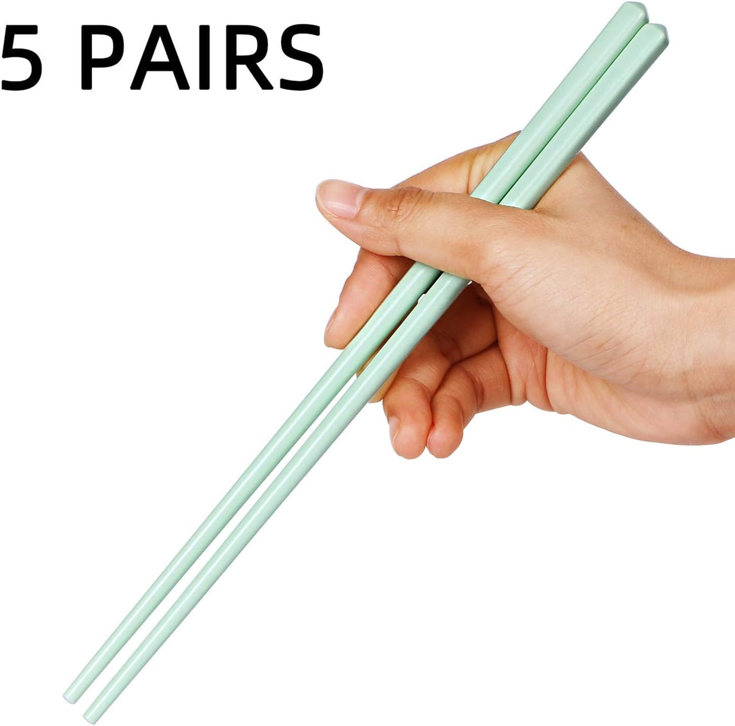 LEETOYI Ceramic Chopsticks Set of 5, Porcelain Chinese Chopsticks Easy To Clean, 9.6-Inch (MixColour)