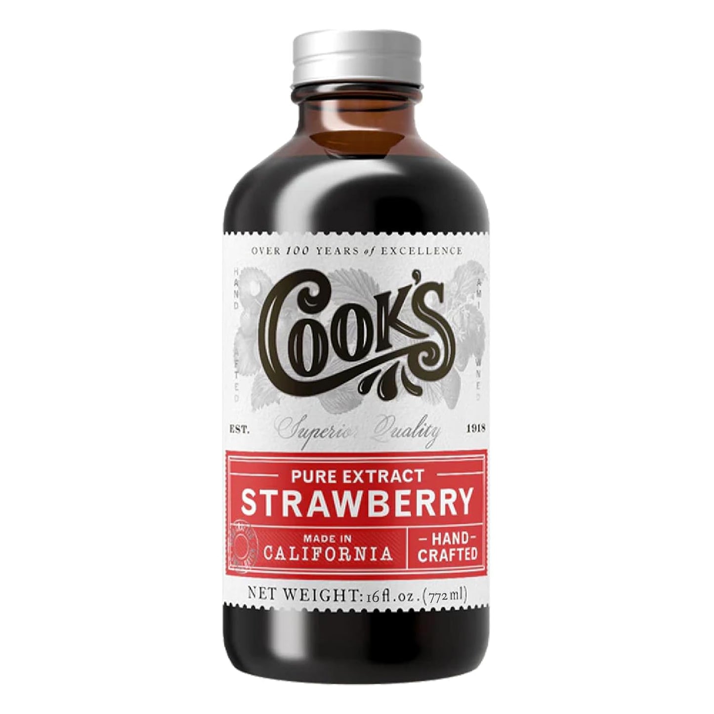 Cook's, Strawberry Extract for Baking, Preserves, Syrup, Cookies, Cakes, 16 oz