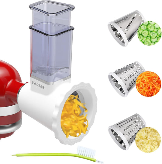 Updated Shredder Cheese Grater Attachment for KitchenAid Stand Mixers, Salad Machine with Vegetable Slicer, Salad Maker, Food Slicers Slicer Shredder Attachment with 3 Blades Dishwasher Safe