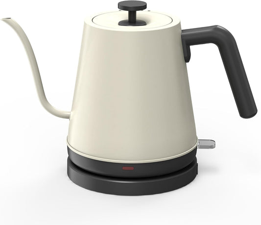 KLEAH Gooseneck Electric Kettle - 0.8L Automatic Shut Off Tea & Coffee Kettle, Hot Water Boiler Pour Over Coffee Kettle, 1200W Quick Heating Keep Warm, Bone White