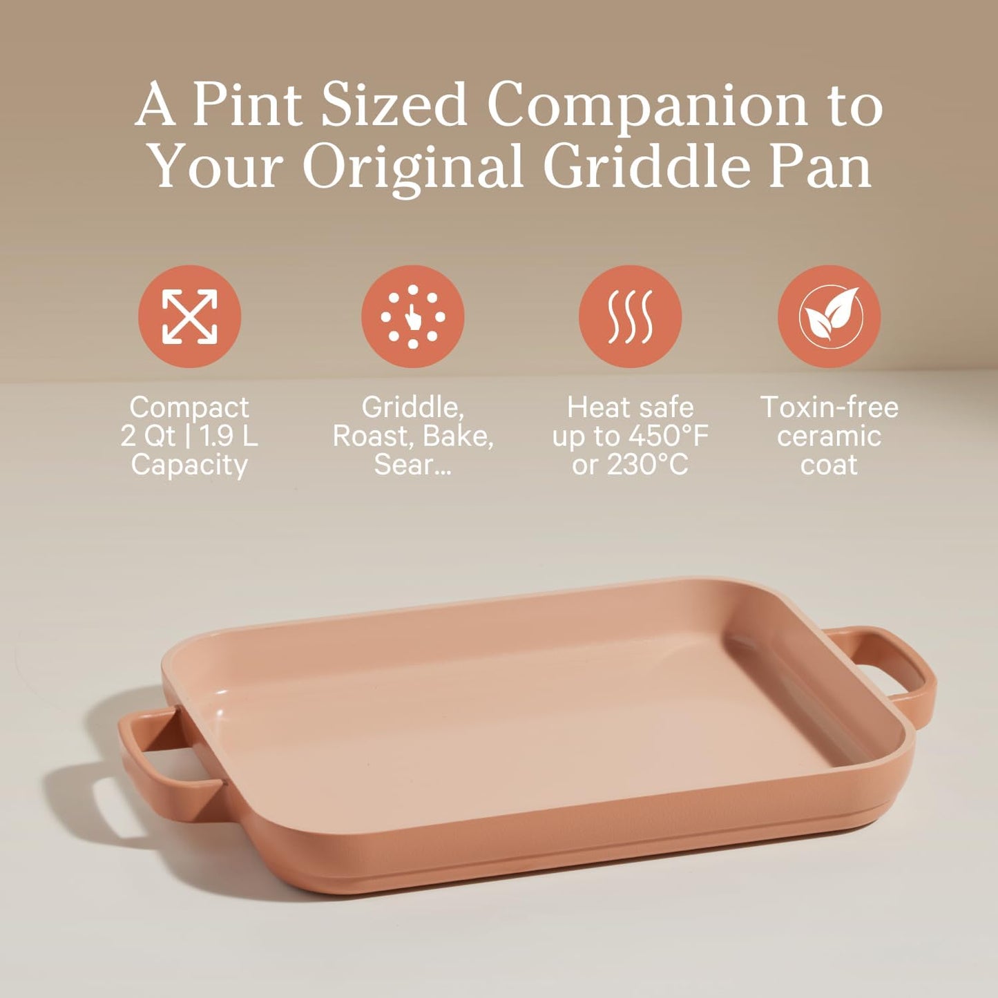 Our Place Mini Griddle Pan - 2 Quart Nonstick Ceramic Sheet Pan & Stovetop Griddle with Handles | Toxin-Free Cast Aluminum | Oven Safe up to 450°F | Spice
