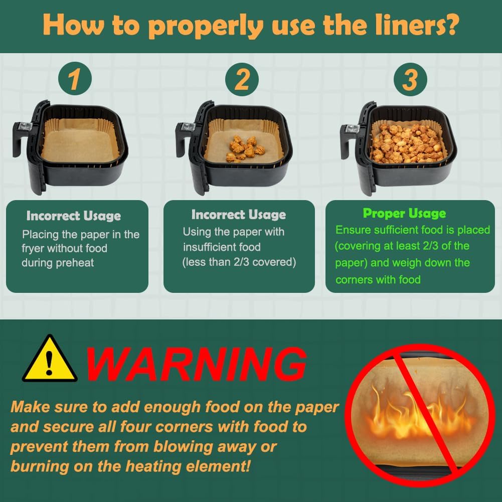 BYKITCHEN Air Fryer Sheets Liners for Ninja AG301 Grill, AF141 Pro 4-in-1 & More, 9in Disposable Square Air Fryer Parchment Paper Filters for 5 to 8 Qt, Ninja Foodi Grill Accessories(Set of 100)