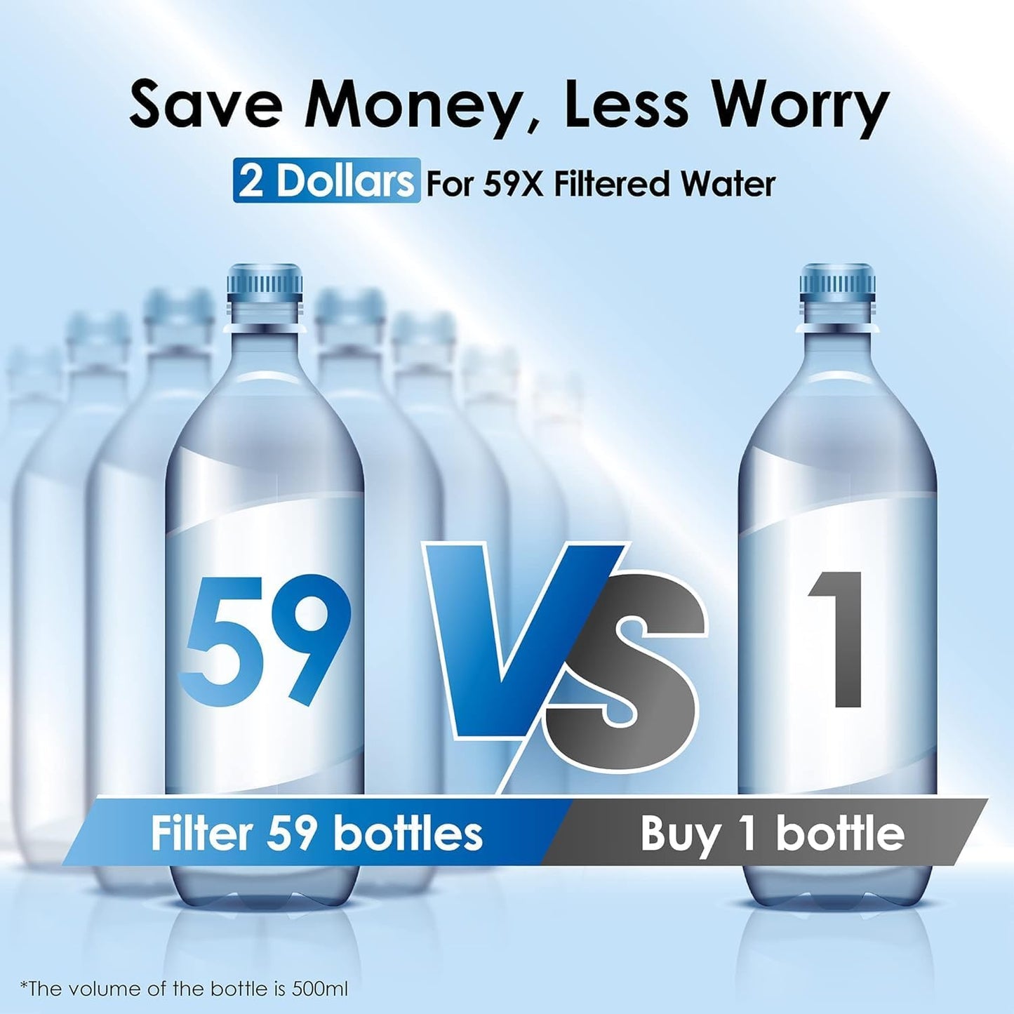 Waterdrop 40-Cup Large Water Filter Dispenser with 1 Filter, 200-Gallon Long-Life, for Home and Office, 5X Times Lifetime, Reduces Chlorine, PFOA/PFOS and More, BPA Free, Black