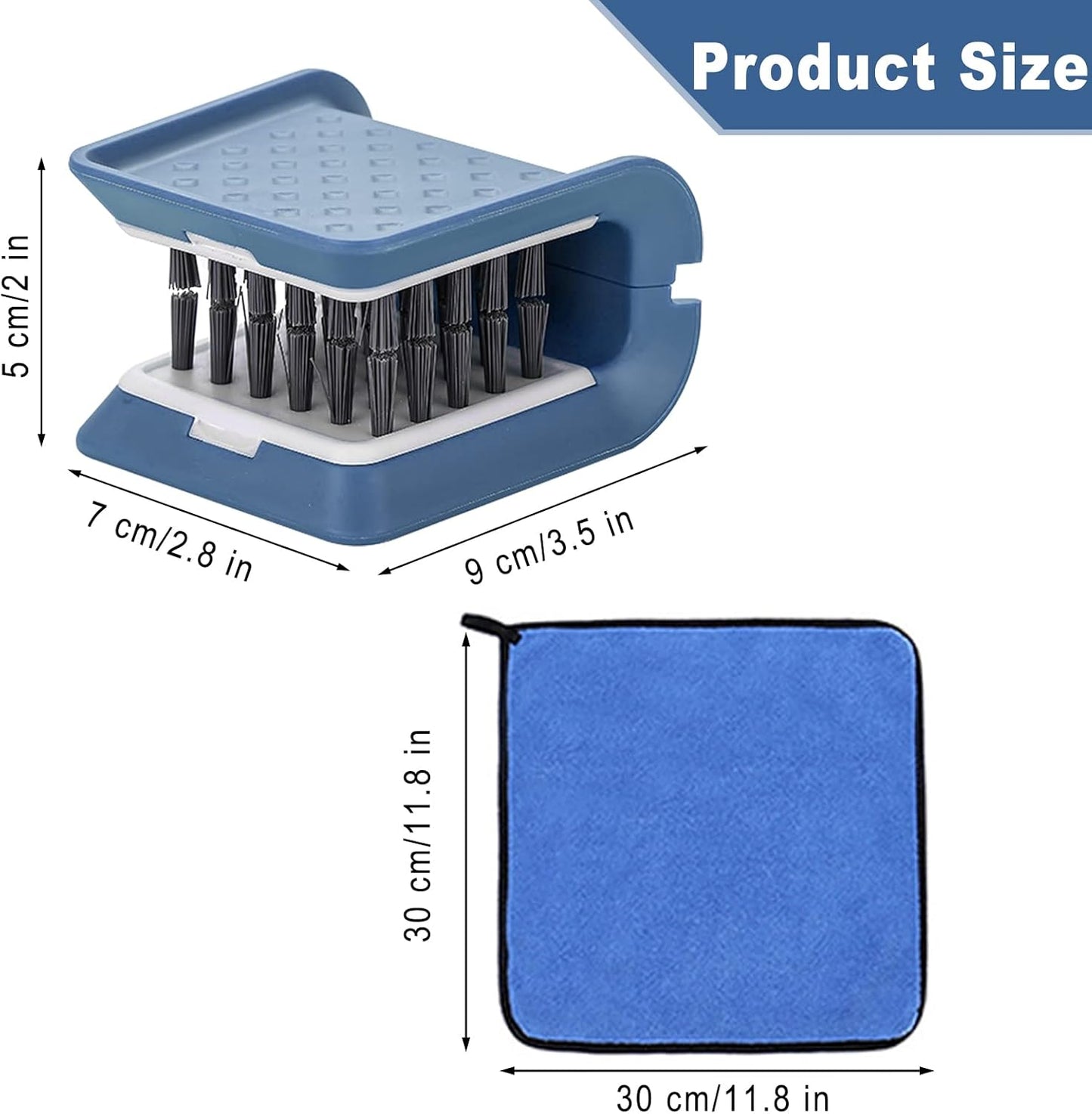 Knife Cleaner, 2 Pack Cutlery Cleaner, Blade Cleaner with 2 Pcs Replacement Sponge Brush Head,Microfiber Cleaning Cloth, for Kitchen Chopsticks Fork Spoon Knives Washing(Blue,Pink)