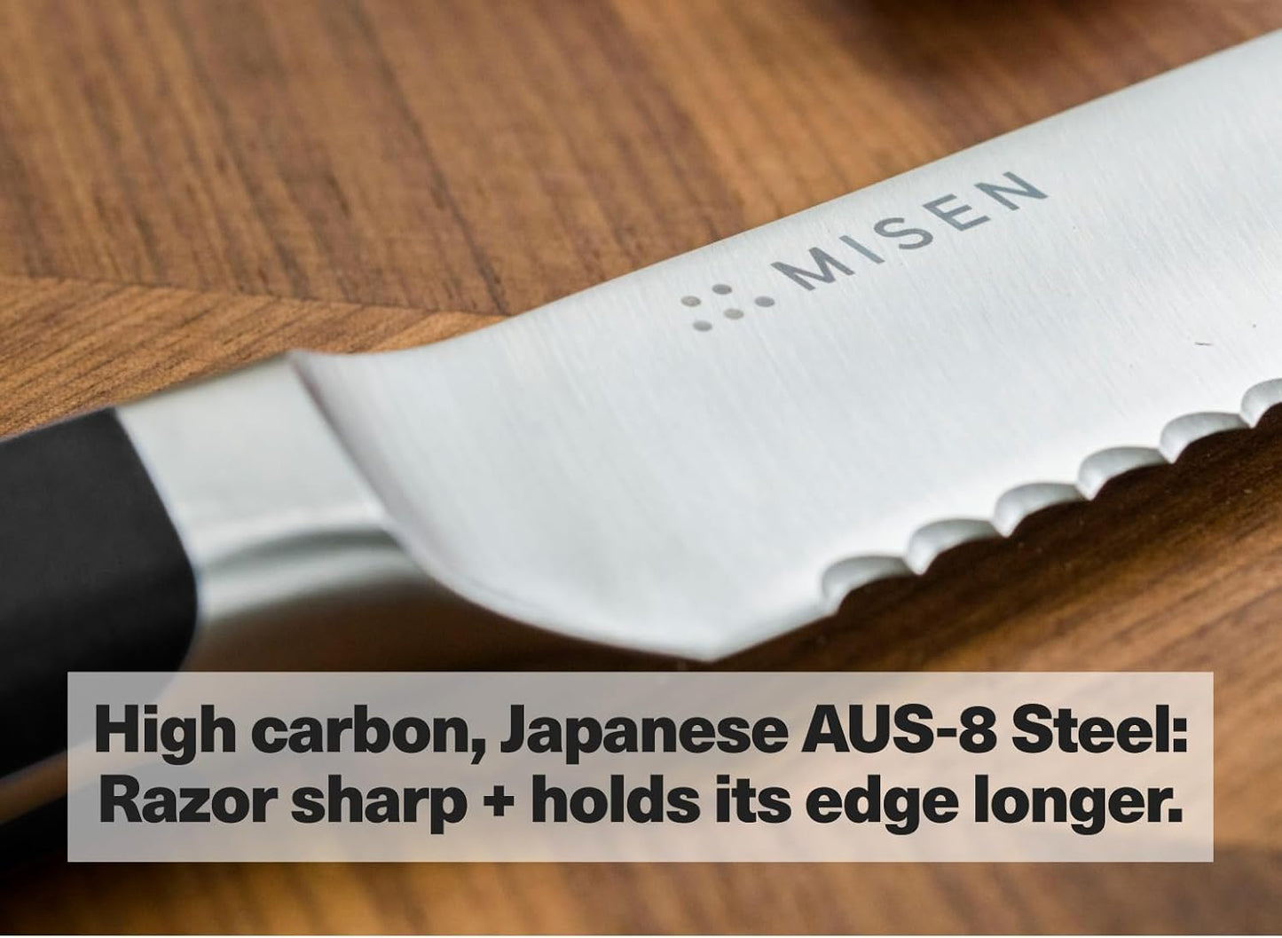 Misen Serrated Bread Knife – High-Carbon Japanese AUS8 Steel – Effortless Slicing of Bread, Pastries, and Fruits – Razor-Sharp Edge and Durable Blade with Ergonomic Handle - 5", Blue