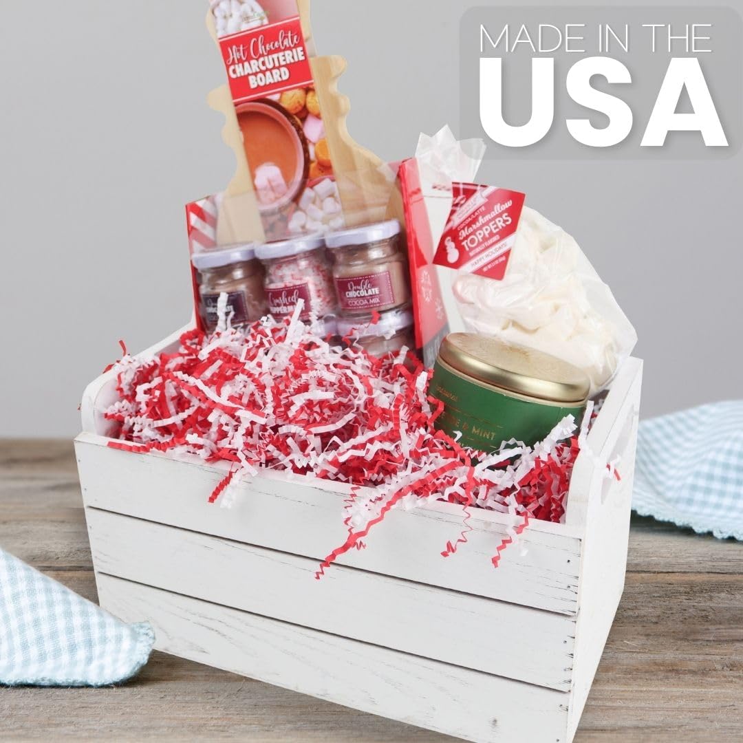 MagicWater Crinkle Cut Paper for Gift Baskets - 2LB - Red & White - Perfect for Shredded Paper Filler, Basket Filler, Gift Boxes, Bridesmaid Gifts, Halloween Stuffers & More – Ideal for All Occasions