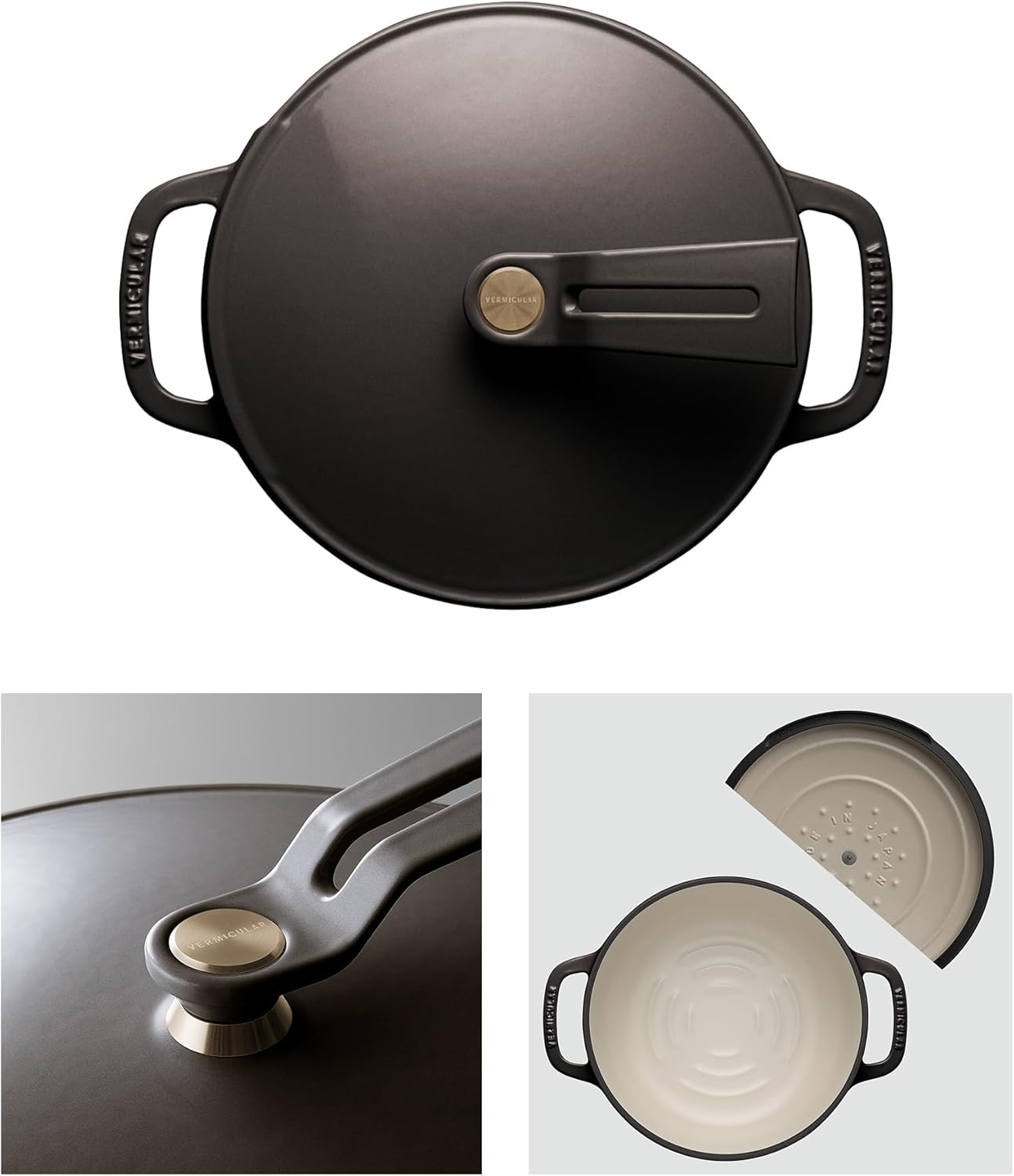 Vermicular Oven Pot 2.0 | Lightweight Enameled Cast Iron Pot | 18cm (2 Qt) | Non-Toxic | Induction-compatible | Dutch Oven | Made in Japan | Hazelnut Brown