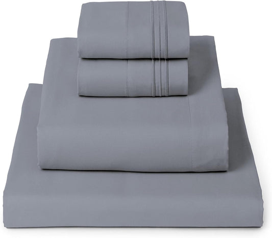 Mellanni California King Sheets Set - 4 PC Iconic Collection Bedding - Hotel Luxury, Extra Soft, Cooling Bed Sheets - Wrinkle, Fade, Stain Resistant (Cal King, Mineral Gray)