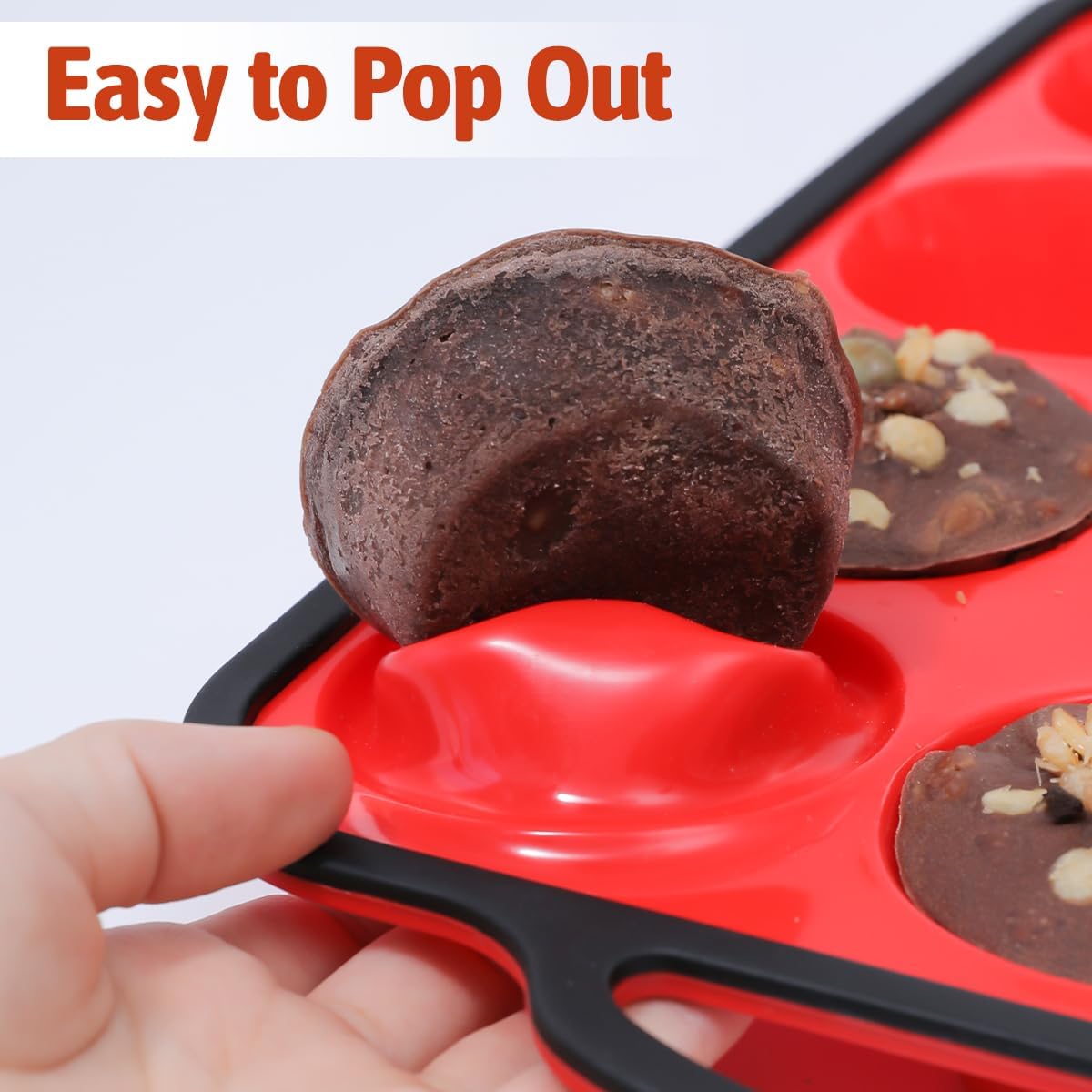 FUNBAKY Silicone Muffin Pan for Baking, Metal Reinforced Frame Muffin Pan Nonstick 12 Cups for Oven Baking Easy to Handle BPA Free