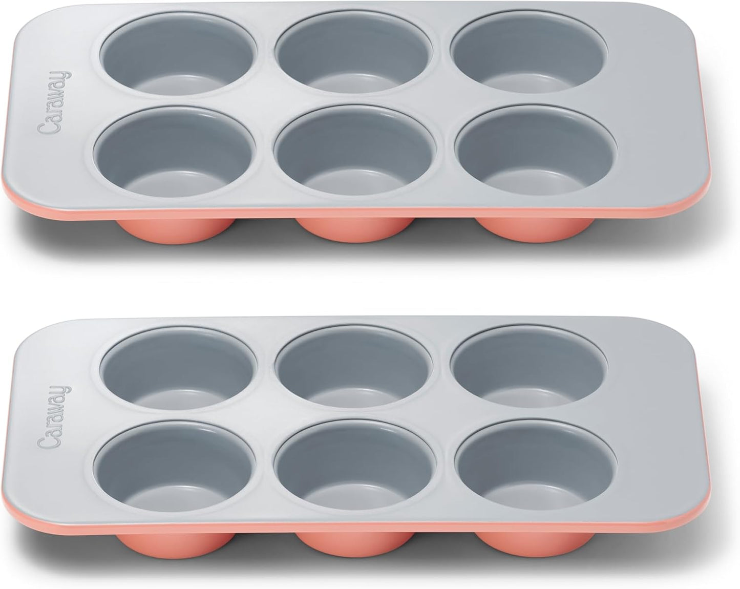 Caraway Nonstick Ceramic 6 Cup Muffin Pan Duo – Non-Toxic, PTFE & PFOA Free – Oven Safe – Aluminized Steel Core – Small Muffin Pan for Baking Cupcakes, Muffins & More - Perracotta