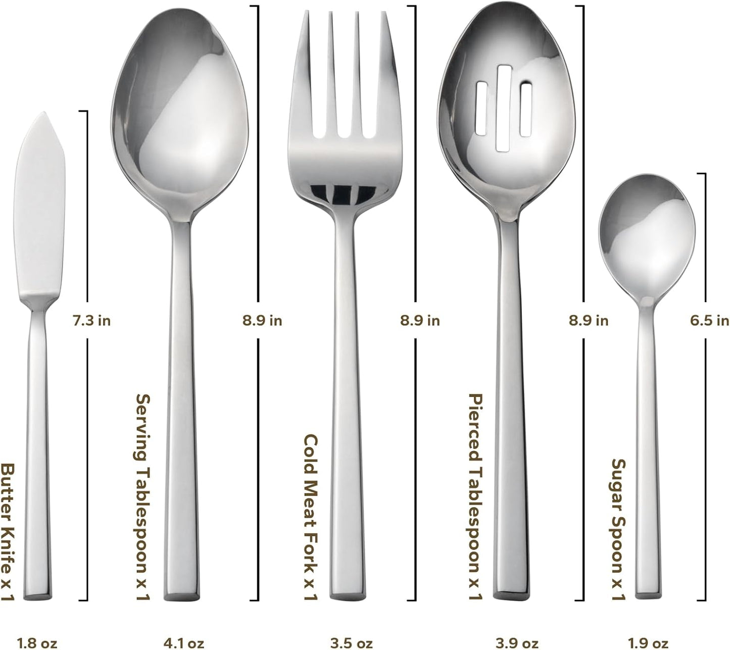 Alata Cube 65-Piece Forged Stainless Steel Flatware Set Cutlery Set with Utensil-Serving Set, Silverware Set Service for 12, Mirror Finish, Dishwasher Safe