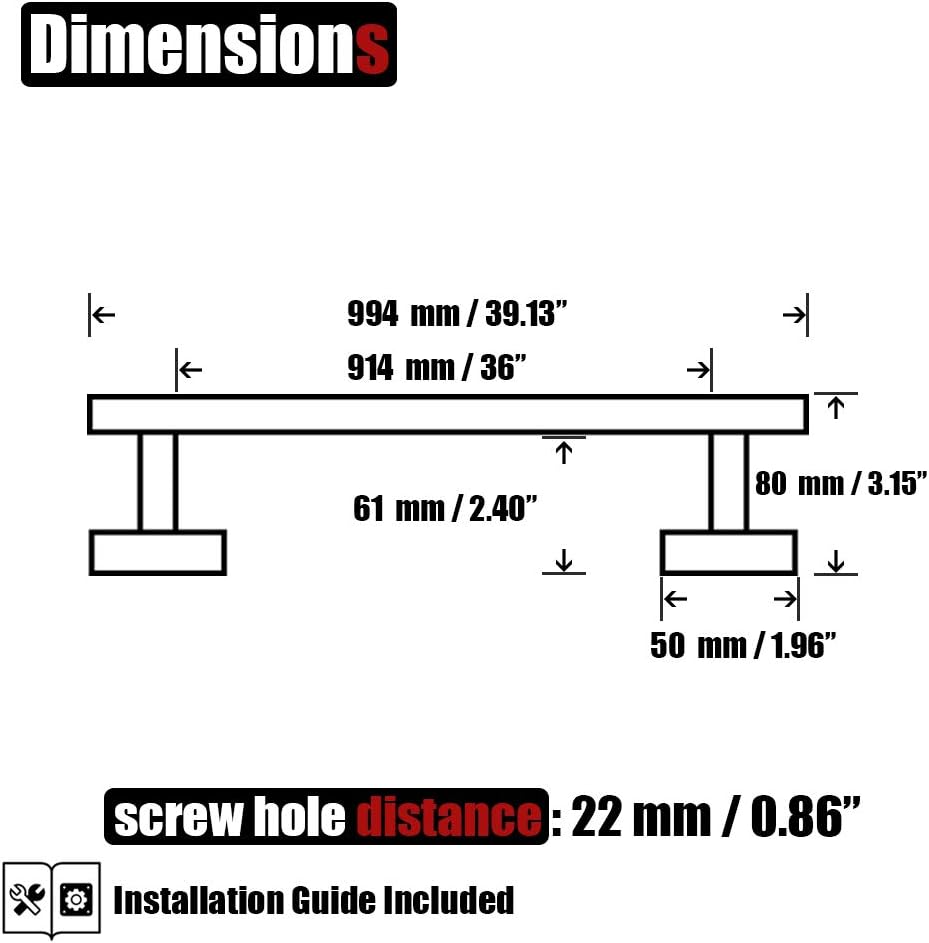 JQK Bath Towel Bar Chrome, 36 Inch 304 Stainless Steel Thicken 1mm Single Towel Rack for Bathroom, Towel Holder (Polished Chrome) Wall Mount, 39 in Total Length, TB110L36-CH