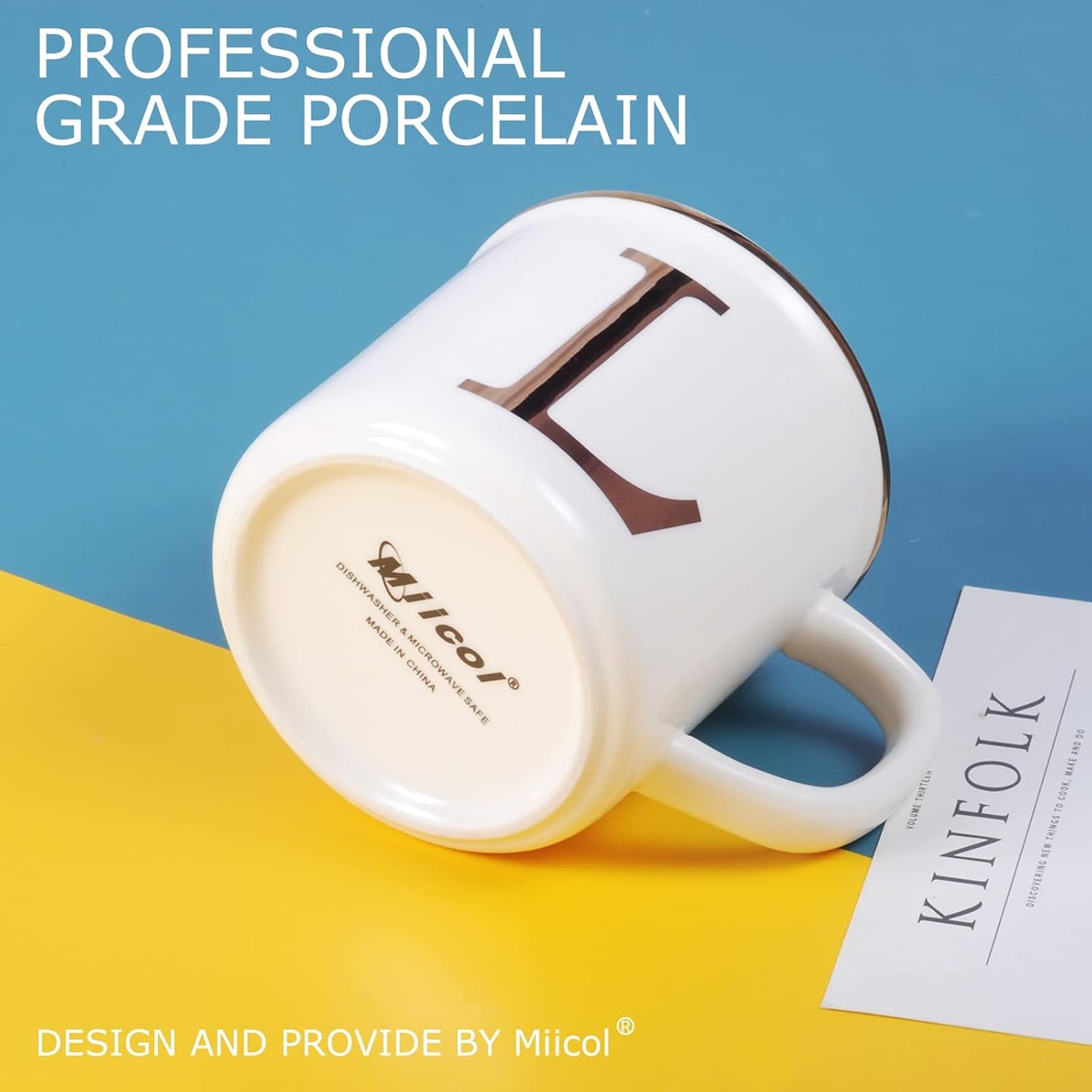 Miicol Ceramic Coffee Mug 16 oz, Monogram Coffee Cup, Golden Initial Tea Mug, Personalized Tea Cup, Unique Gift, Large Mug for Home, Office, Letter L