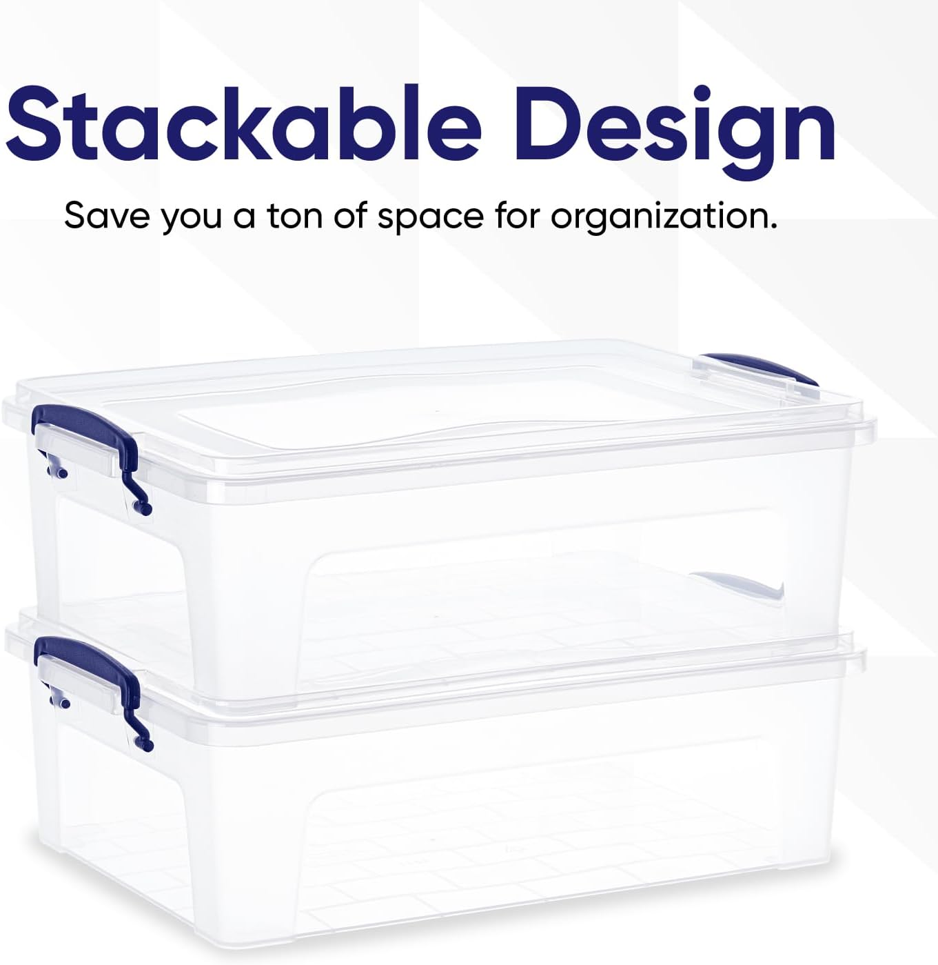 Superio Storage Bins with Lids, Clear Plastic Containers for Organizing, Stackable Totes, BPA Free, Odor Free, Organizer Boxes for Home, and Dorm (2 Pack, 22.7 Qt)