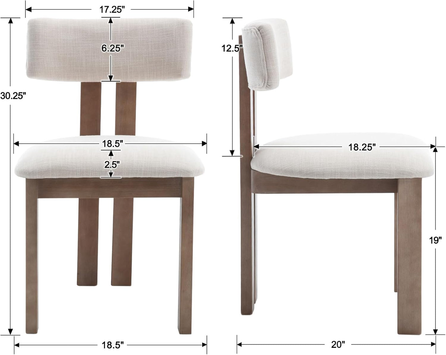 chairus Dining Chairs Set of 2 Linen Fabric Diner Chairs Farmhouse Wood Chairs for Kitchen and Dining Room, Beige