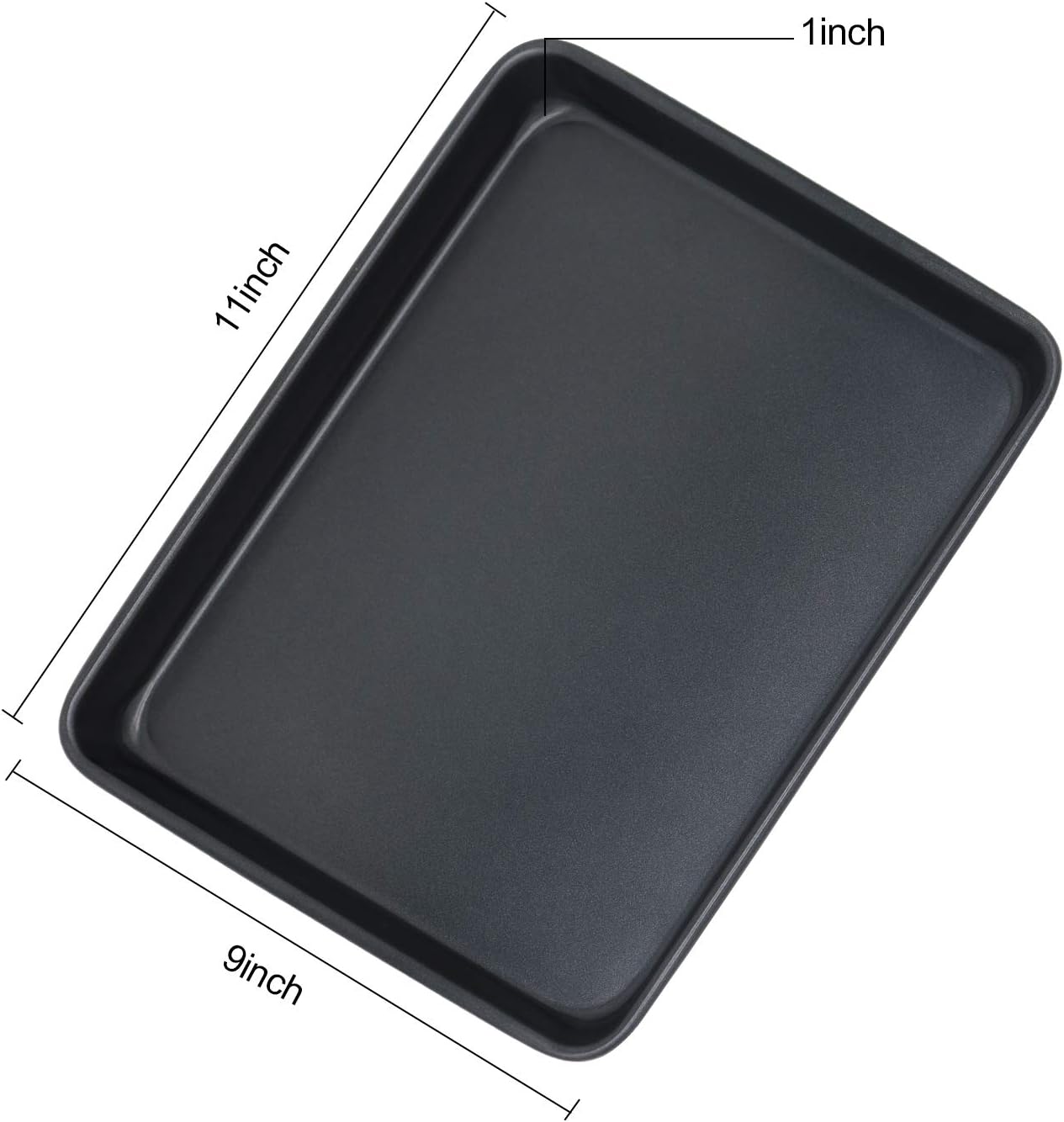 Toaster Oven Pans Set of 2, Shinsin 11-Inch Nonstick Baking Sheet Pans and Trays, 1/8 Thicker Replacement Small Baking Tray Accessories for Cookie, Non Toxic and Easy Clean and Diswasher Safe,Black