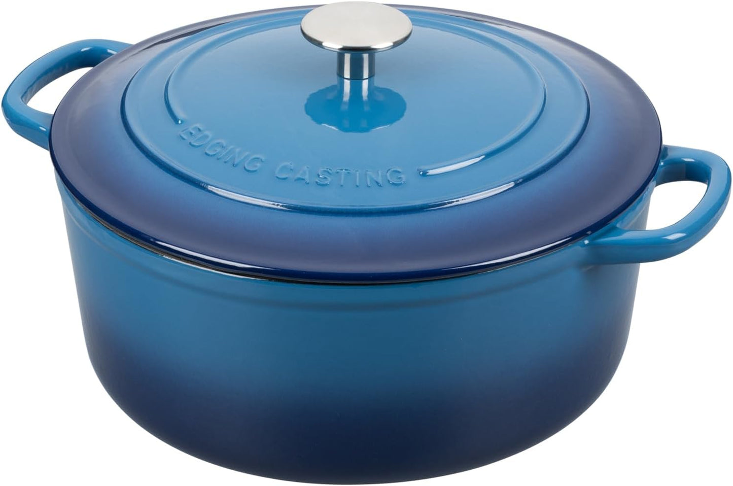 Enameled Cast Iron Dutch Oven Pot with Lid, 7 Quart, Round Dutch Ovens for Bread Baking, Bread Oven, Oven Safe up to 500°F, Lake Blue