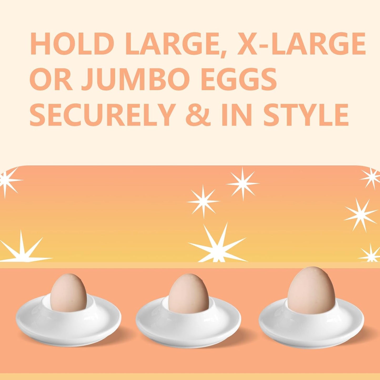 Cinf Ceramic White Egg Holder Set of 2 Porcelain Holder With 2 Stainless Steels Egg Spoons Breakfast Boiled Cooking Easy to Clean Childhood Memories Kitchen